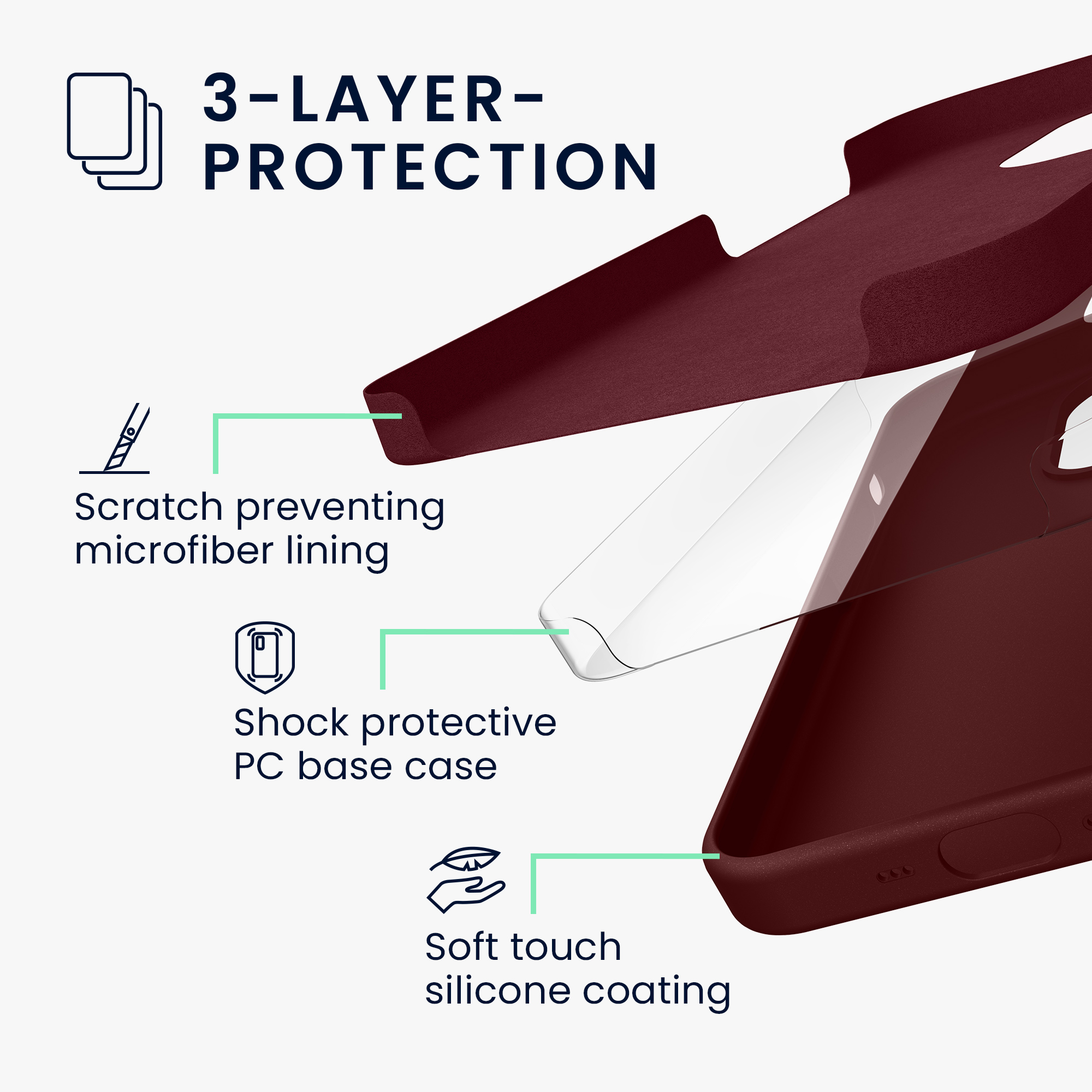 TPU silikonový kryt pro Apple iPhone 16 Pro, měkký povrch kwmobile ‑ vínově fialová