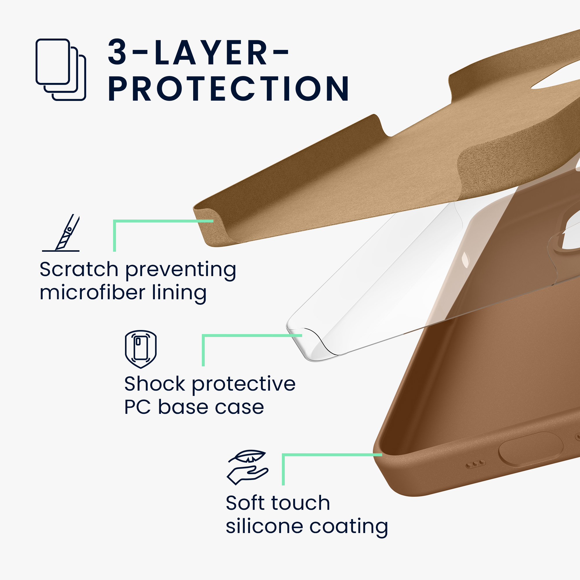 TPU silikonový kryt pro Apple iPhone 16 Pro Max, měkký povrch kwmobile ‑ cappuccino