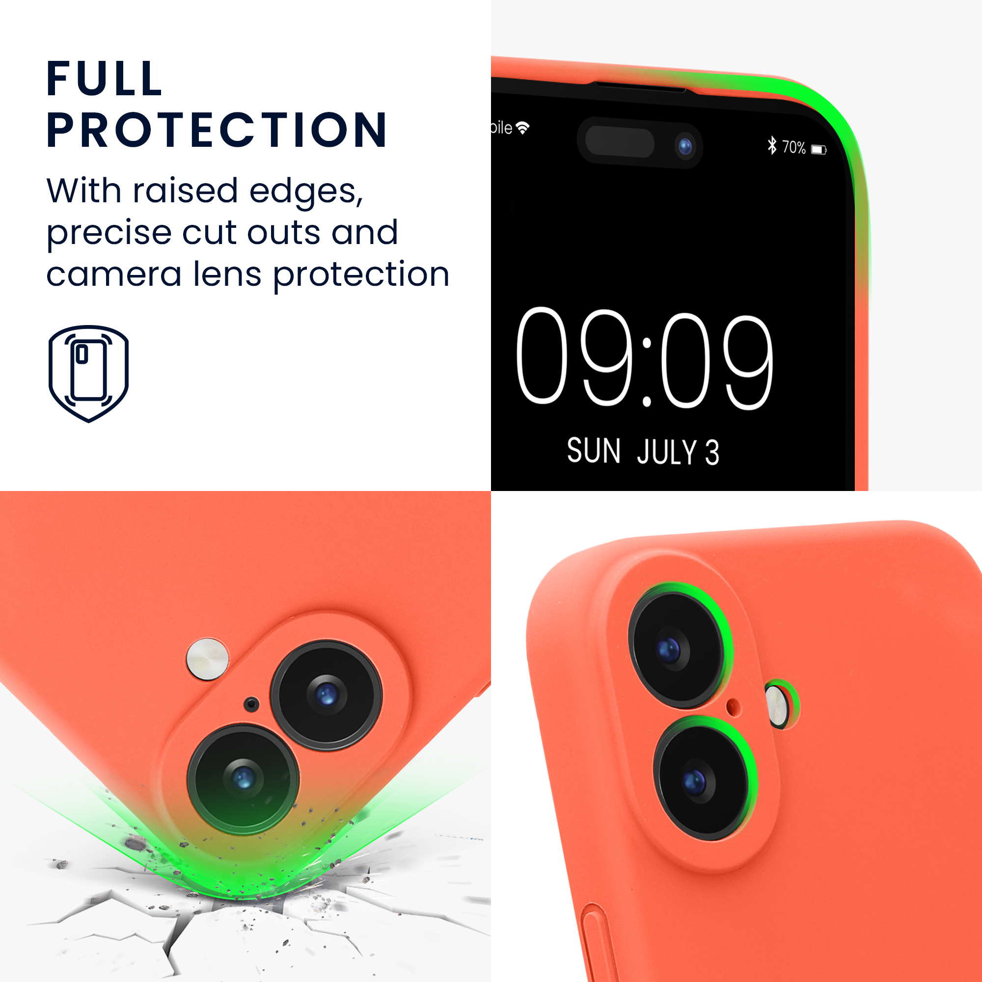 Pouzdro pro Apple iPhone 16 kwmobile tenké Soft Touch silikonové - sytá korálová