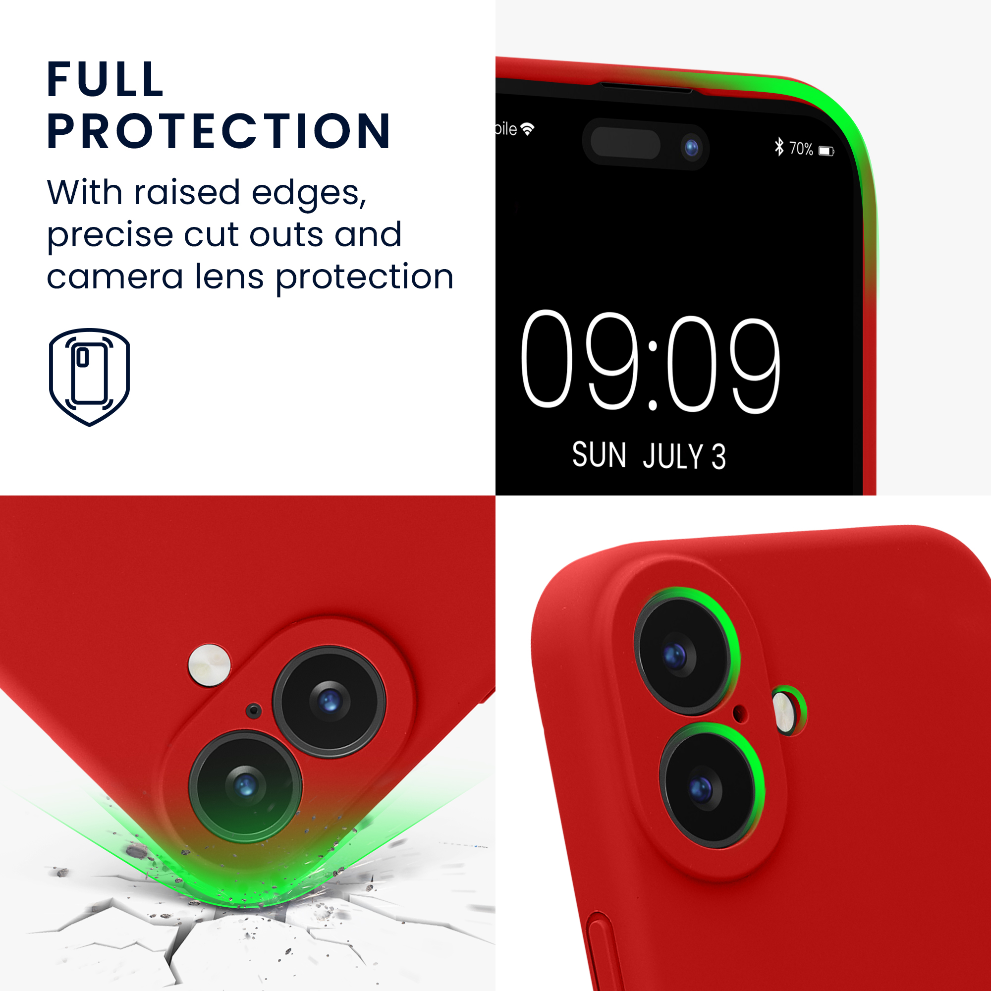 Pouzdro pro Apple iPhone 16 kwmobile tenké Soft Touch silikonové - klasická červená
