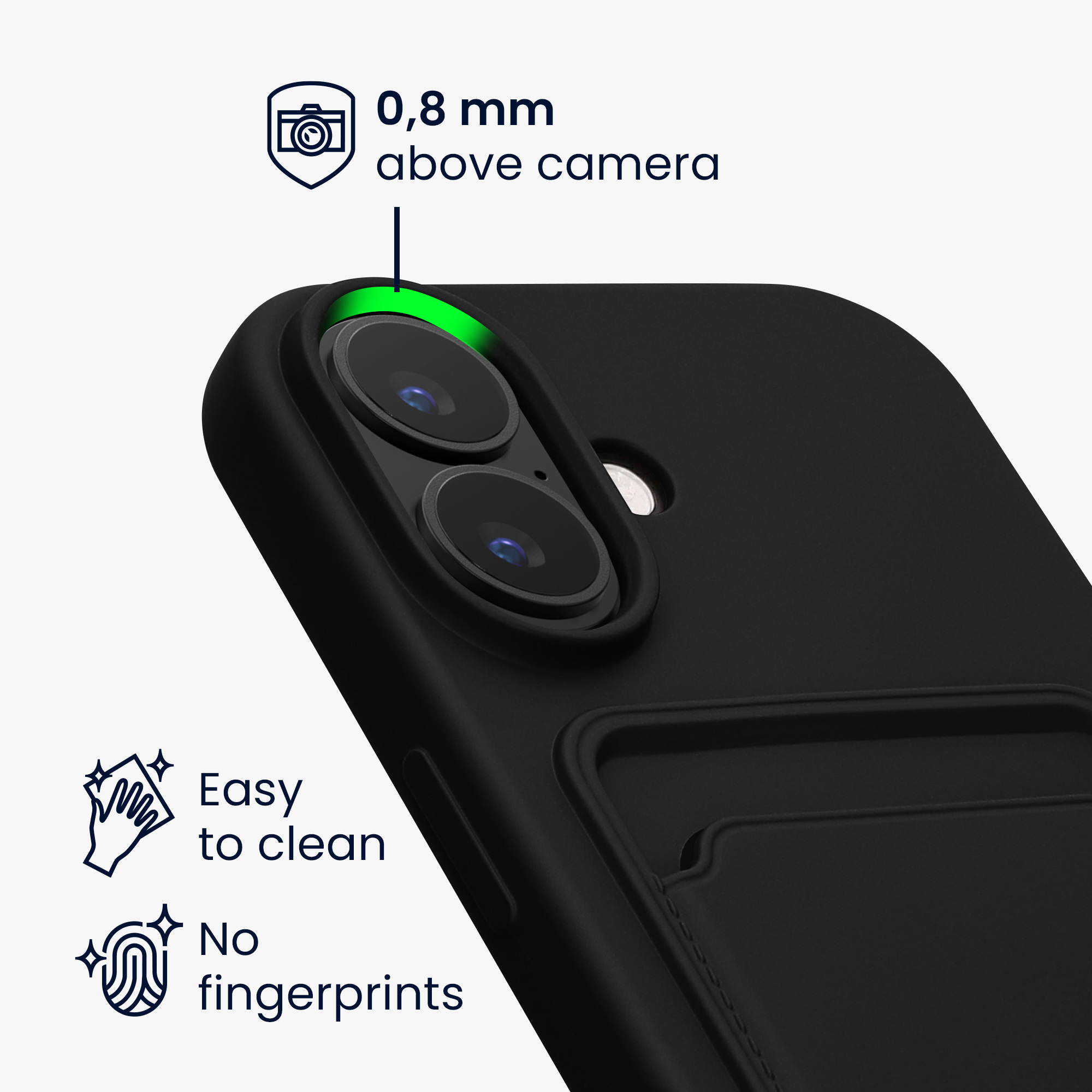 Kryt s přihrádkou na kartu kwmobile pro iPhone 16 - černá