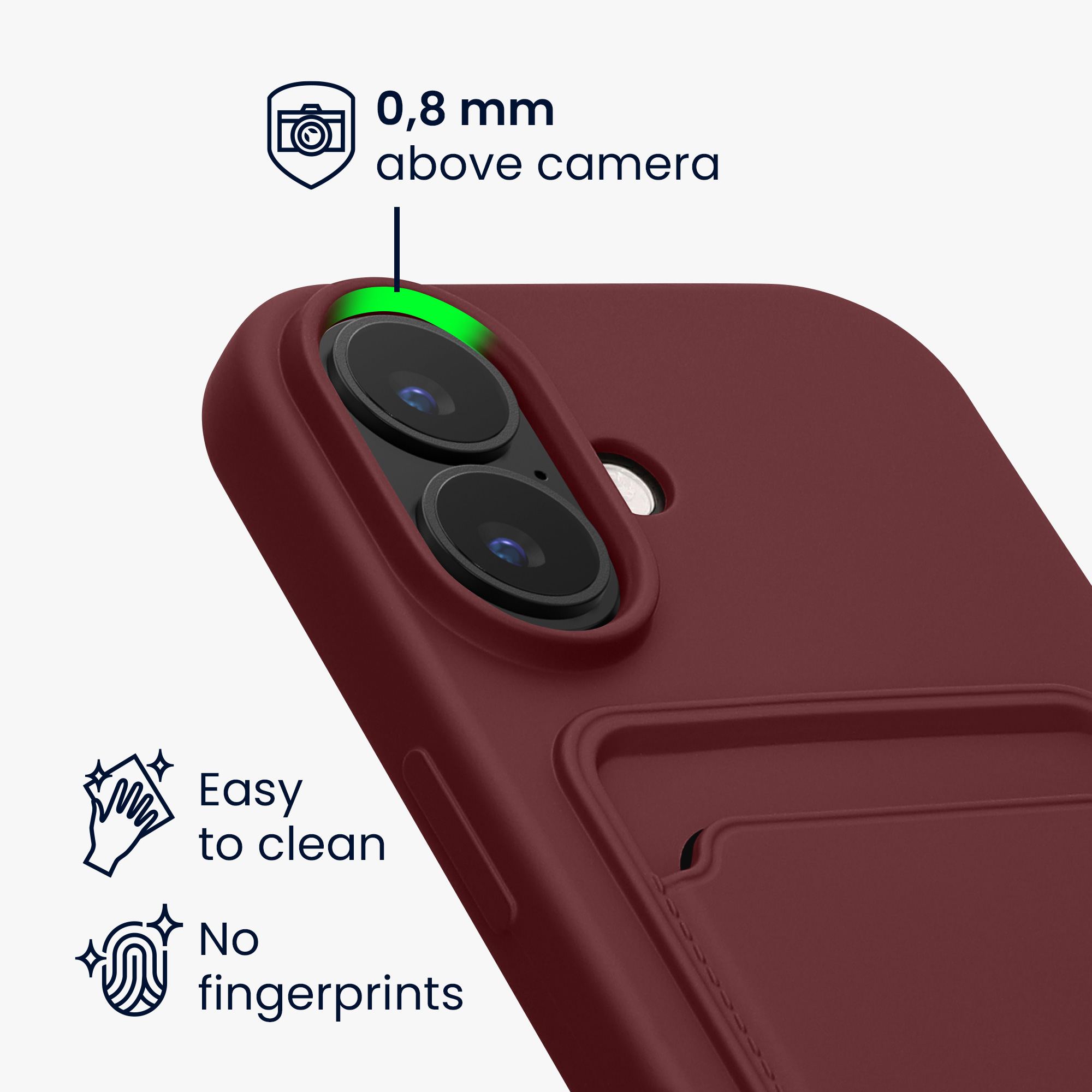 Kryt s přihrádkou na kartu kwmobile pro iPhone 16 - tawny červená