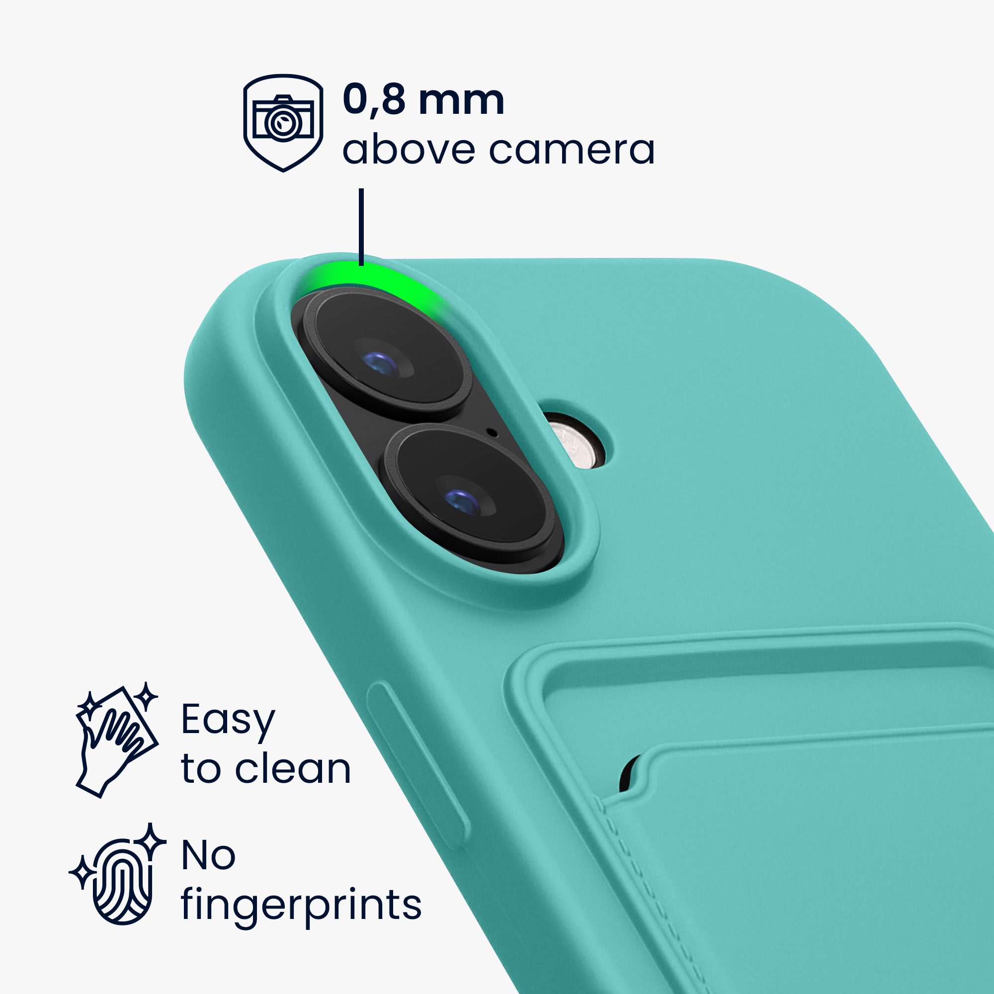 Kryt s přihrádkou na kartu kwmobile pro iPhone 16 - mátová