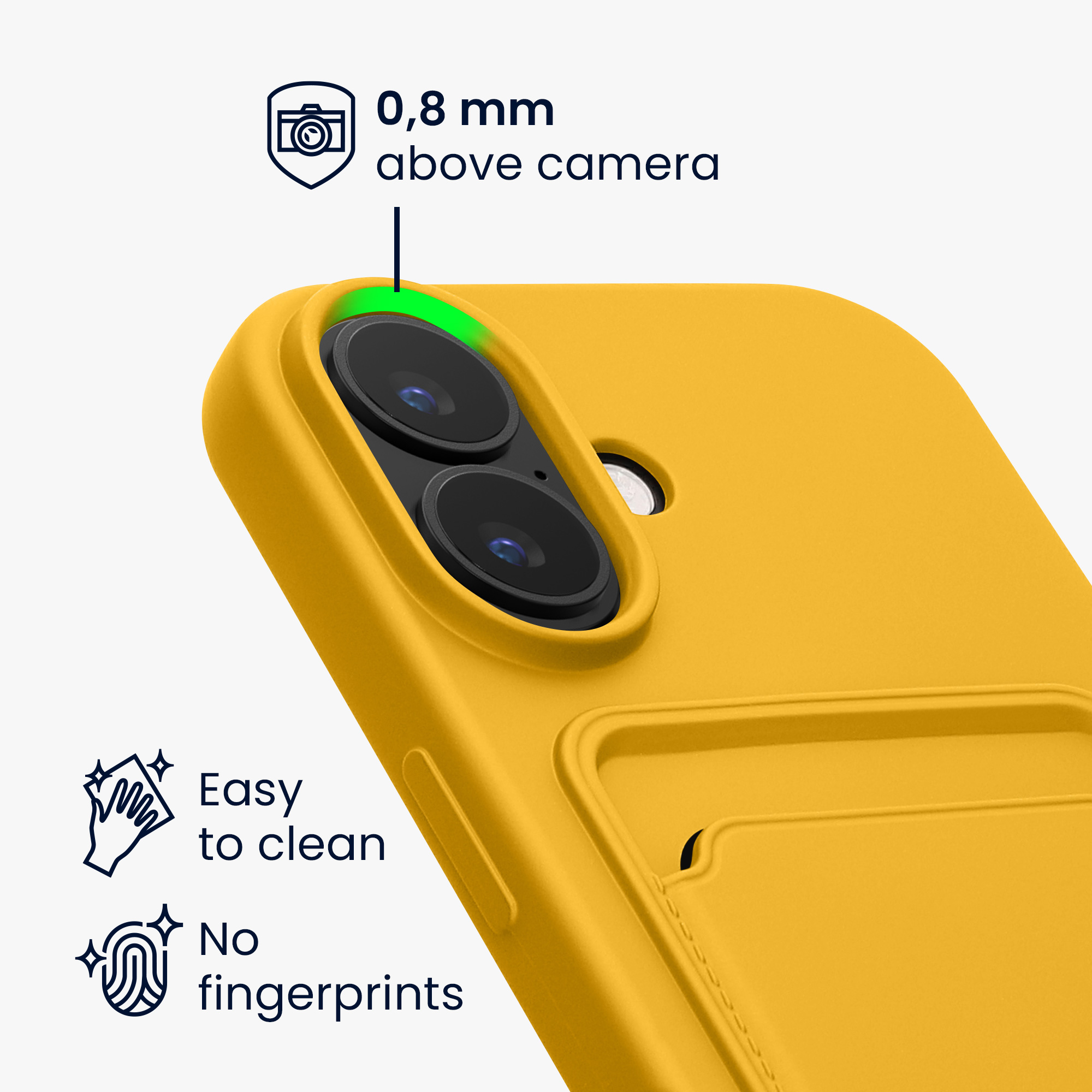 Pouzdro pro Apple iPhone 16 s přihrádkou na kartu kwmobile kapsa na kartu TPU - zářivě žlutá