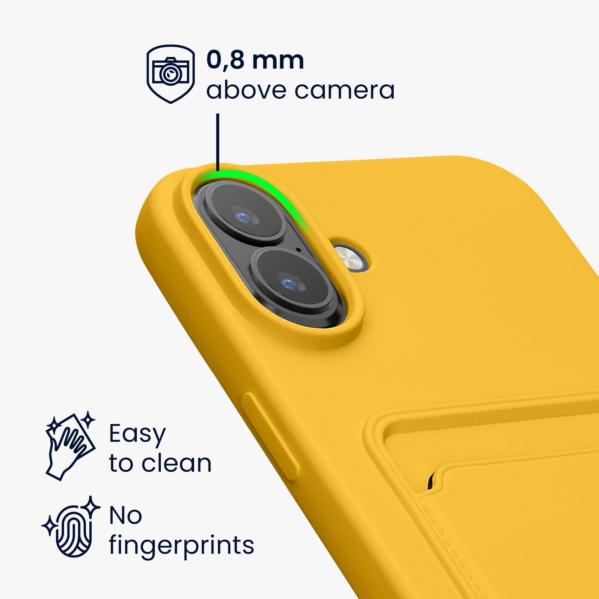 TPU kryt pro Apple iPhone 16 Plus s přihrádkou na kartu, nárazuvzdorný, pro bezdrátové nabíjení kwmobile ‑ zářivě žlutá