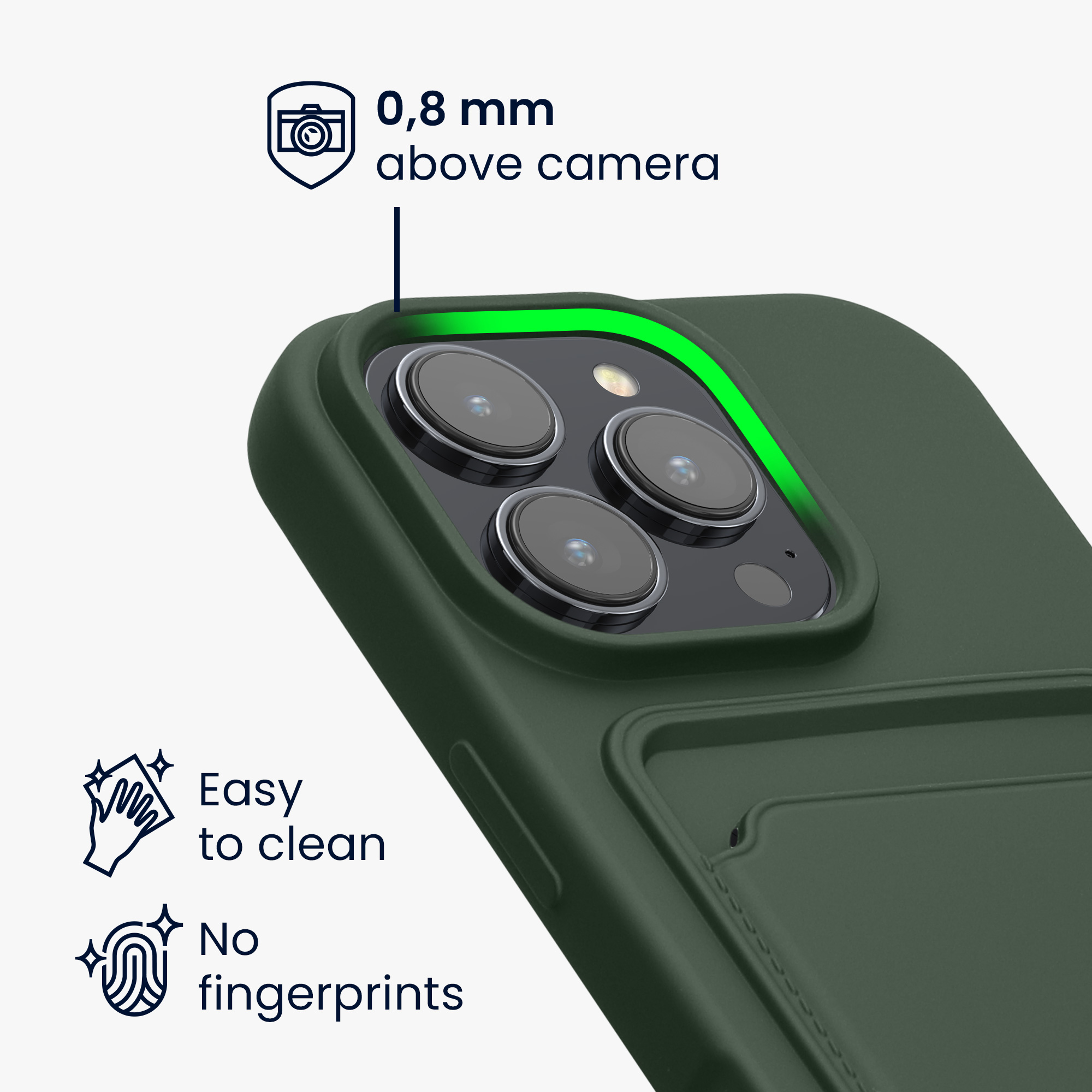 Kryt na mobil s přihrádkou na kartu Apple iPhone 16 Pro kwmobile - tmavě zelená