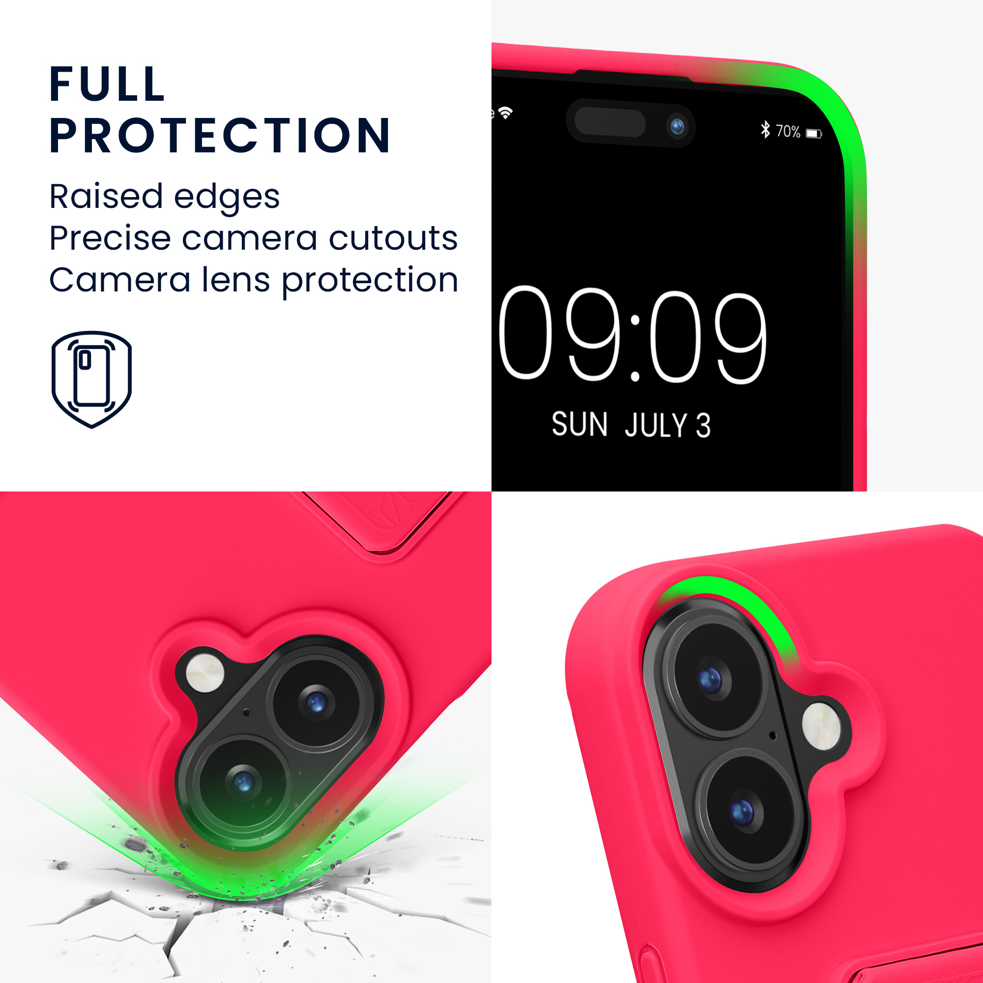 Silikonový kryt kwmobile pro iPhone 16 - neonově růžová