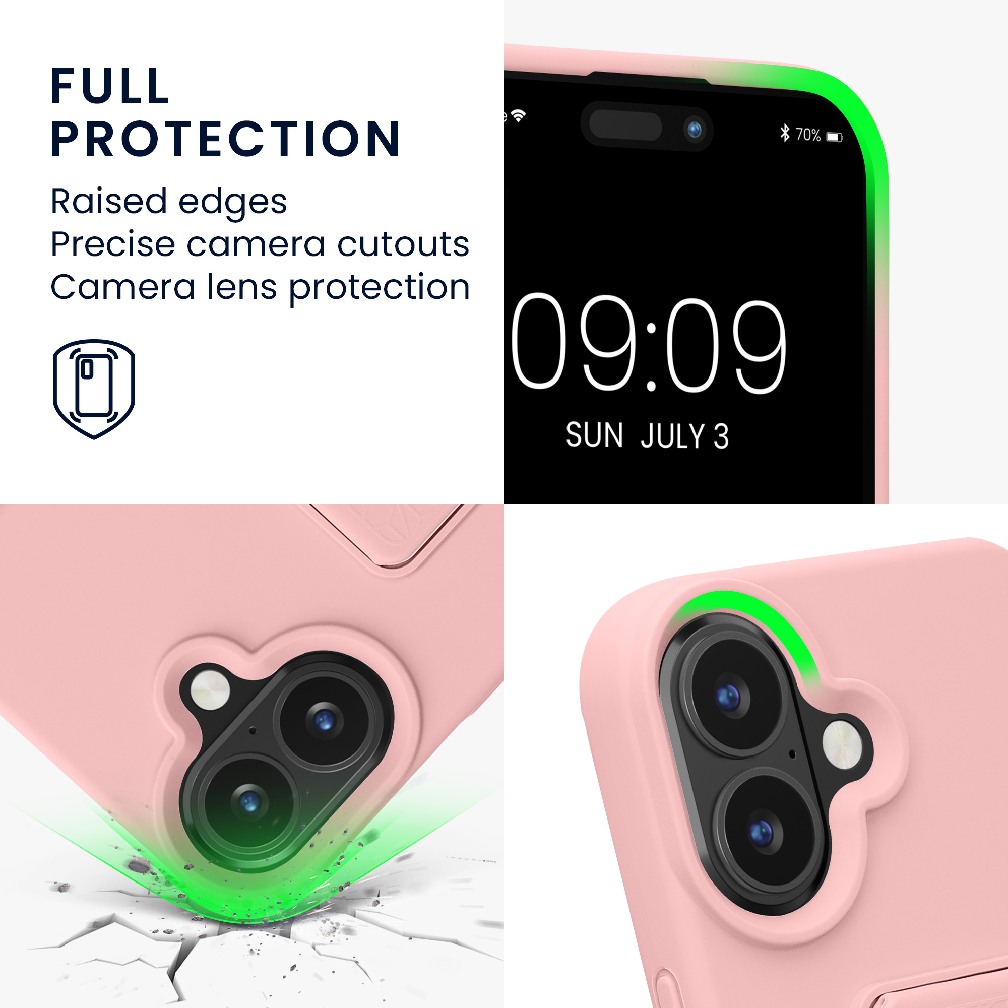 Silikonový kryt kwmobile pro iPhone 16 - pudrově růžová