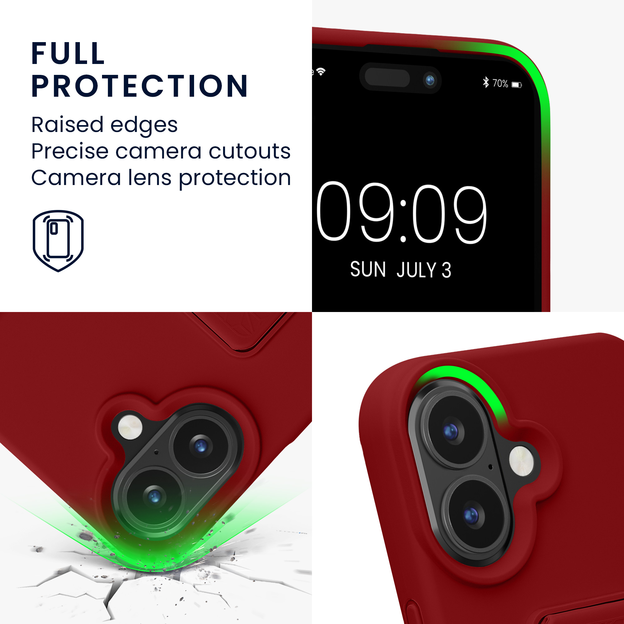 Pouzdro pro Apple iPhone 16 kwmobile se stojánkem s poutkem silikonové - rebarborová červená