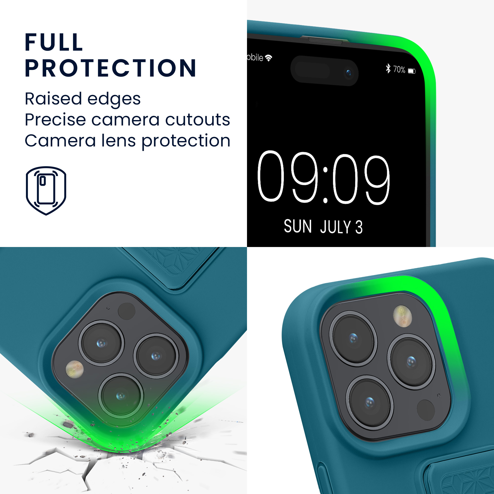 Kryt na mobil s poutkem a stojánkem Apple iPhone 16 Pro kwmobile - Teal Matte