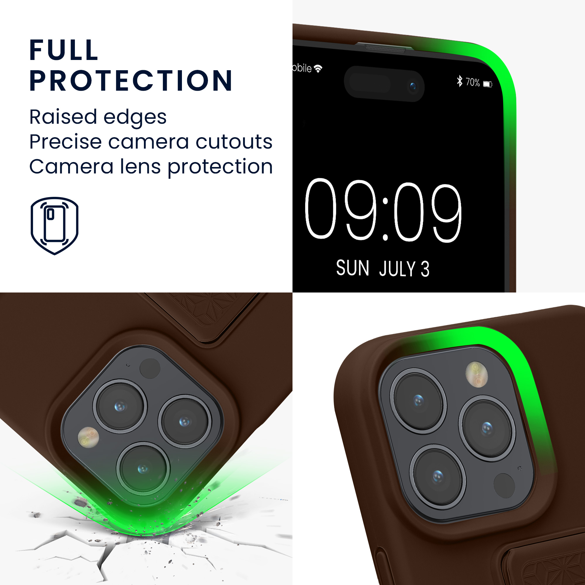 Pouzdro pro Apple iPhone 16 Pro Max kwmobile se stojánkem s poutkem silikonové - čokoládová