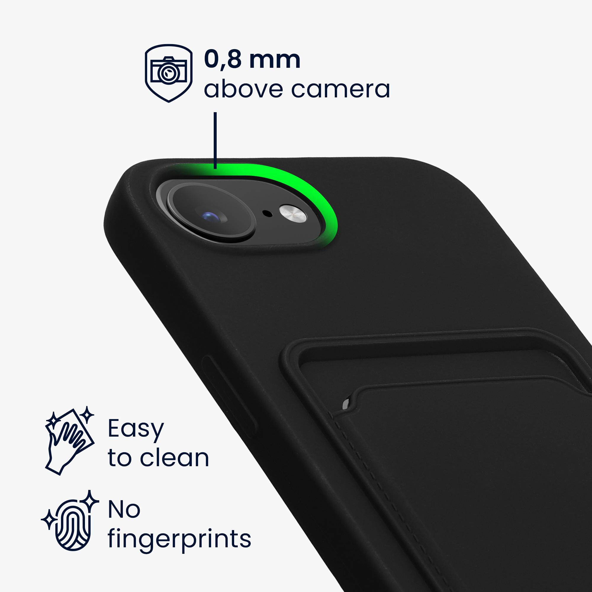 Kryt s držákem karty Kwmobile pro iPhone 17e / 16e - černá