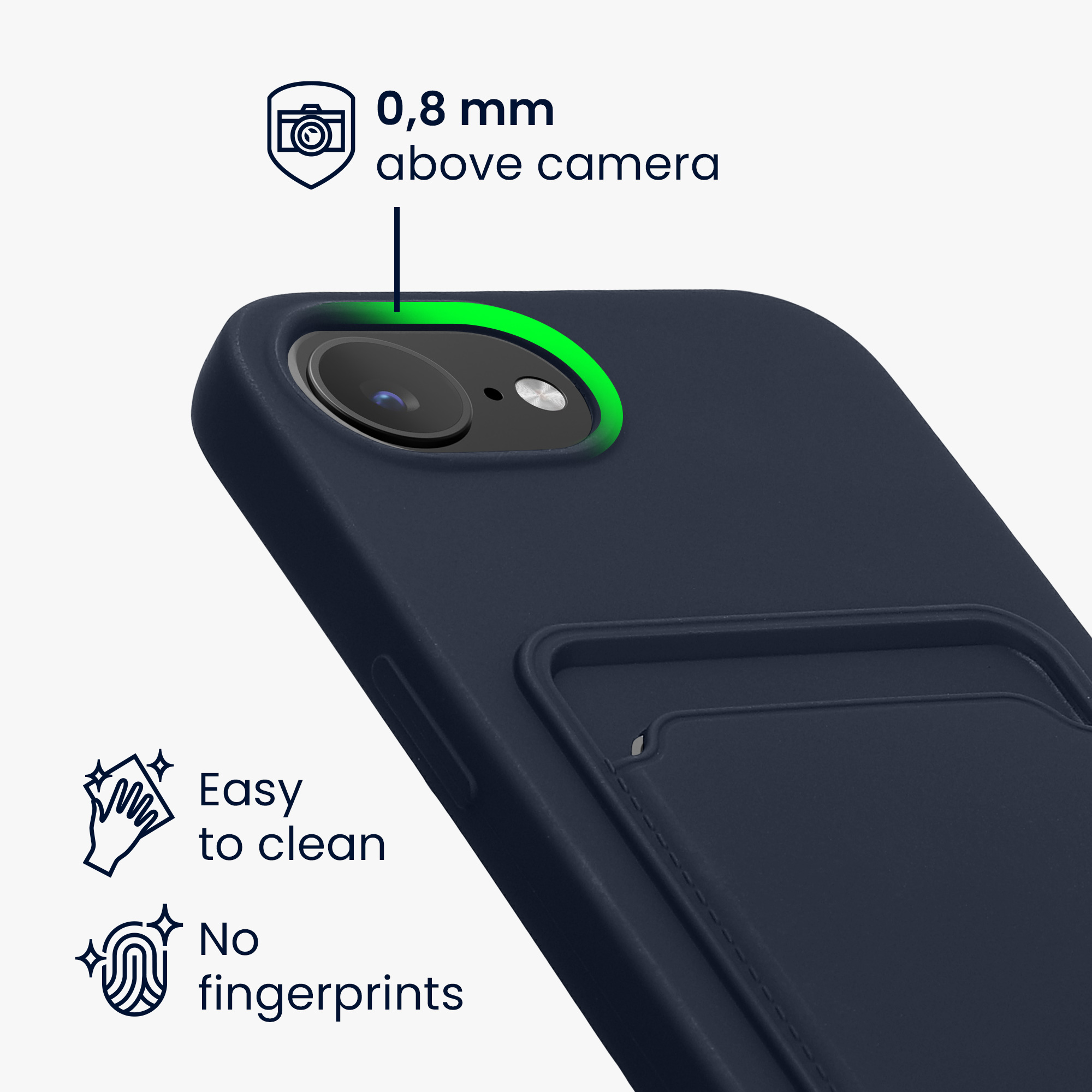 Kryt s držákem karty Kwmobile pro iPhone 17e / 16e - tmavě modrá