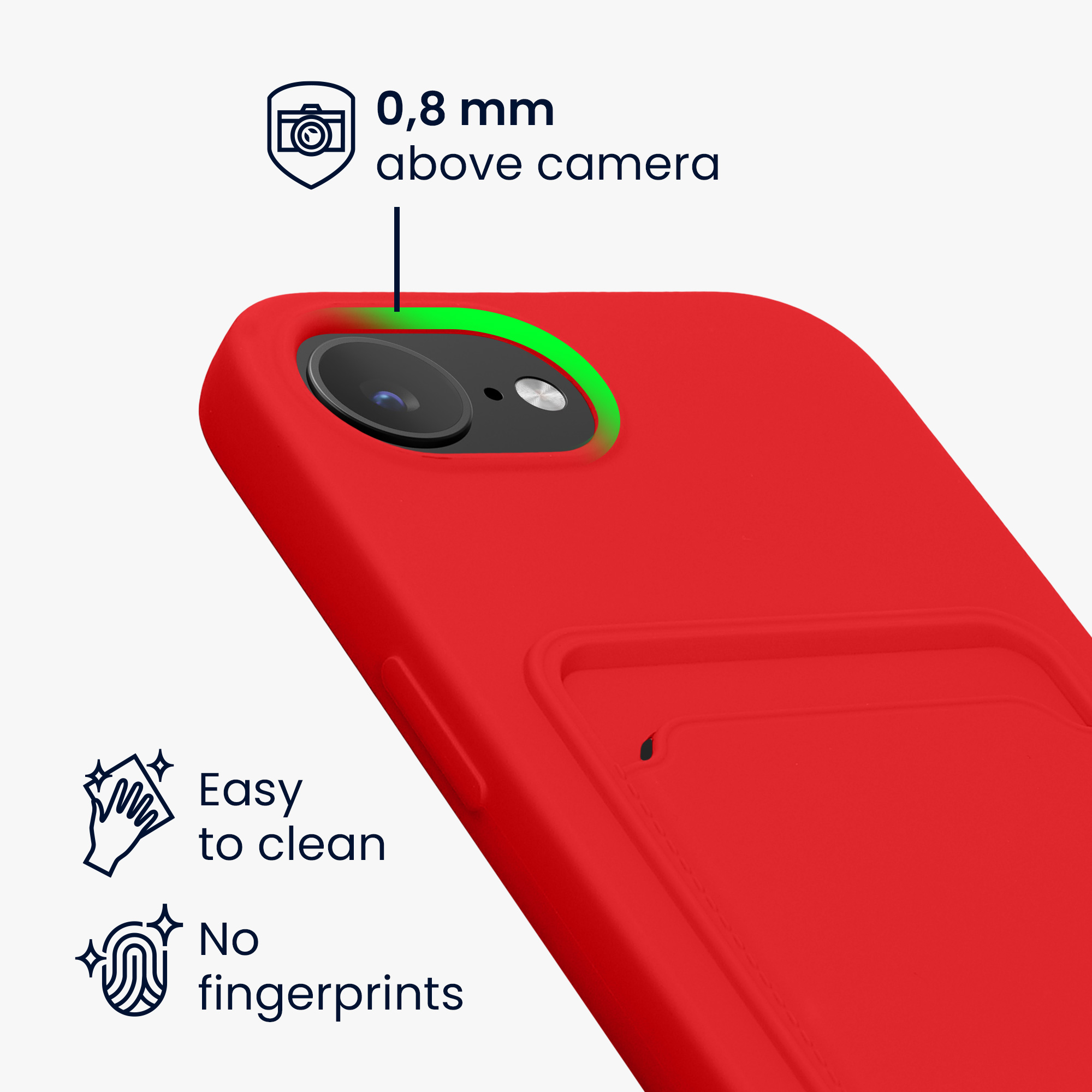 Kryt s držákem karty Kwmobile pro iPhone 17e / 16e - červená