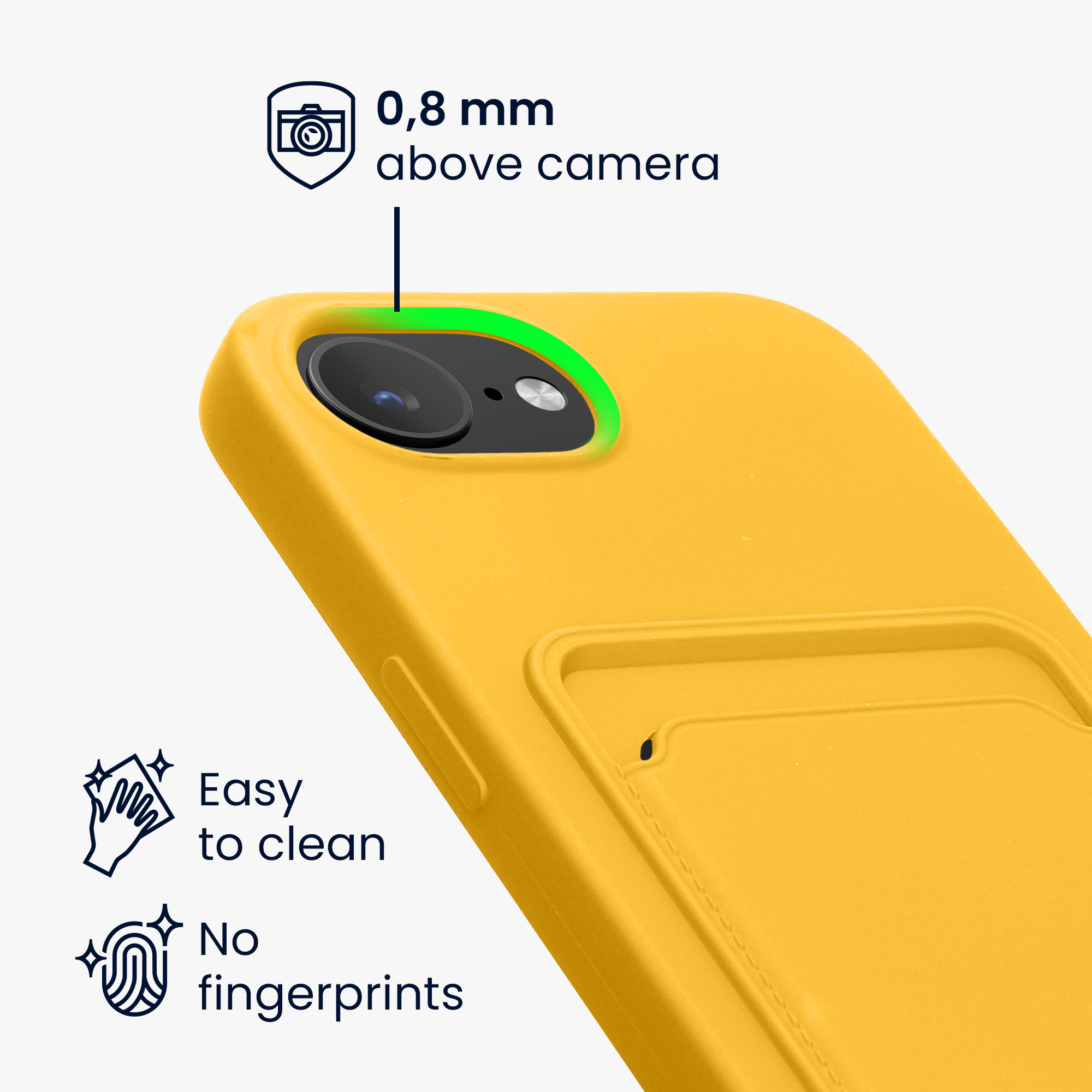 Pouzdro pro Apple iPhone 17e / iPhone 16e s přihrádkou na kartu kwmobile kapsa na kartu TPU - zářivě žlutá