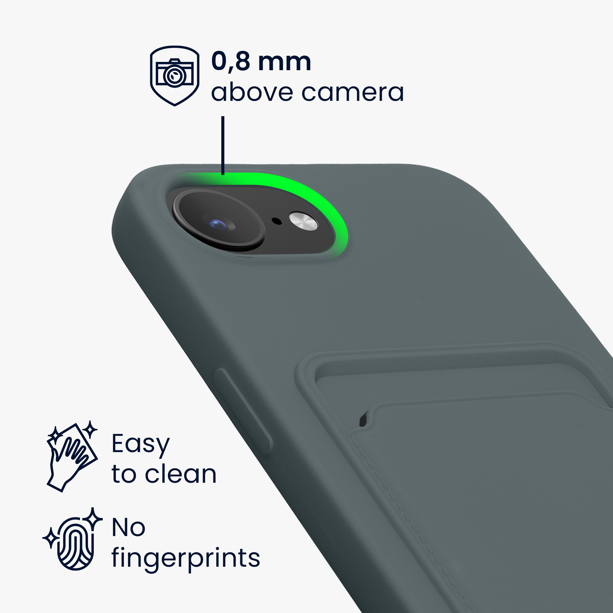 TPU kryt pro Apple iPhone 17e / iPhone 16e s přihrádkou na kartu, nárazuvzdorný, pro bezdrátové nabíjení kwmobile ‑ tmavě břidlicová