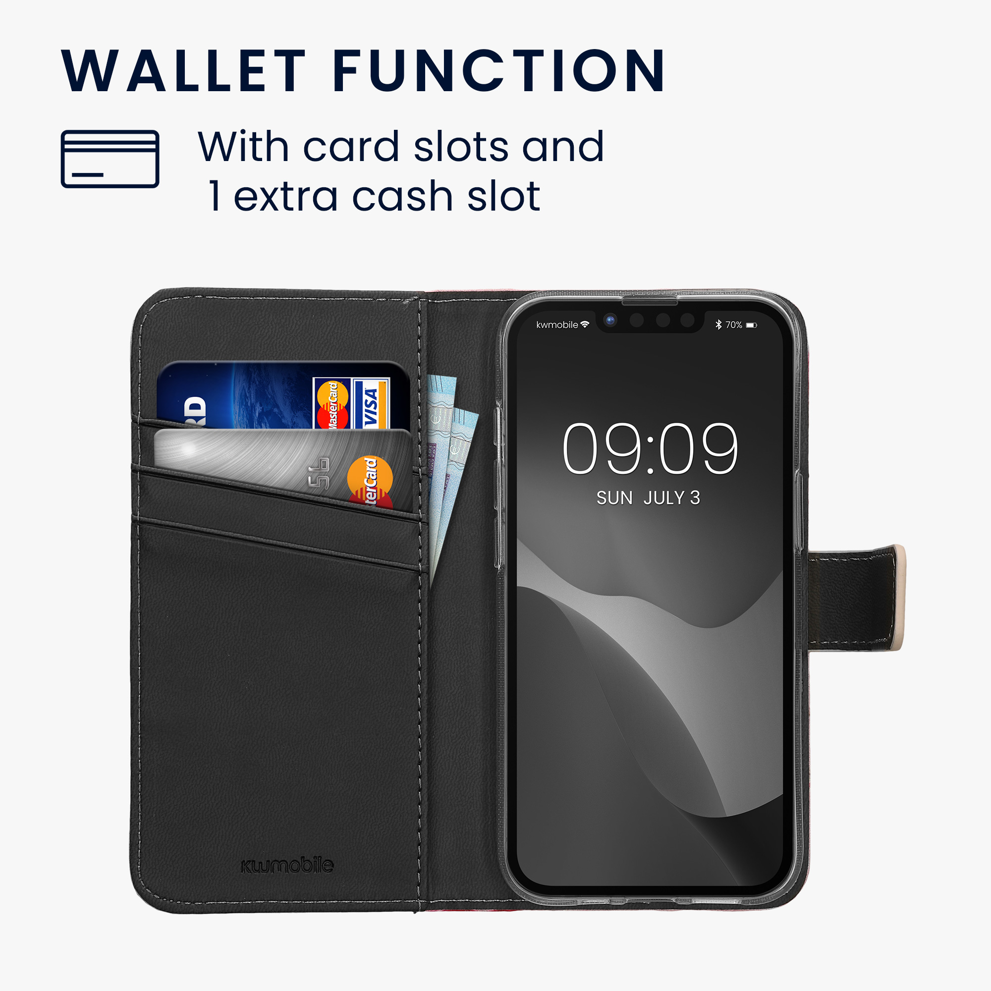Flipové pouzdro kwmobile pro Apple iPhone 17e / iPhone 16e - magnolie, bílá, růžová