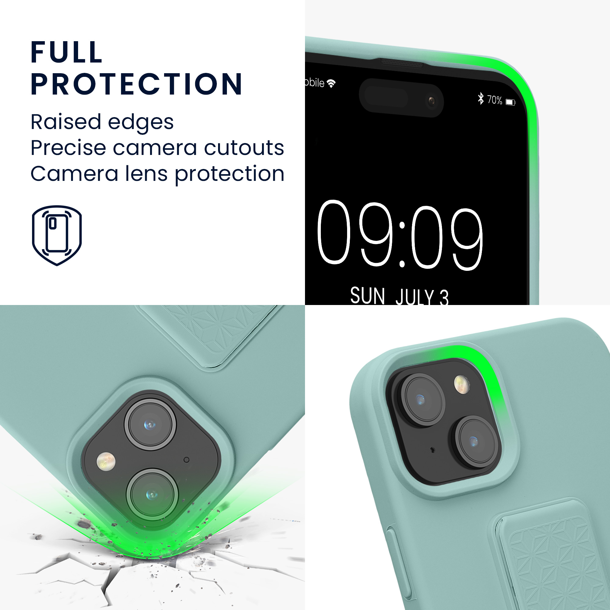 Kryt kwmobile s poutkem se stojánkem iPhone 15 Plus Mint