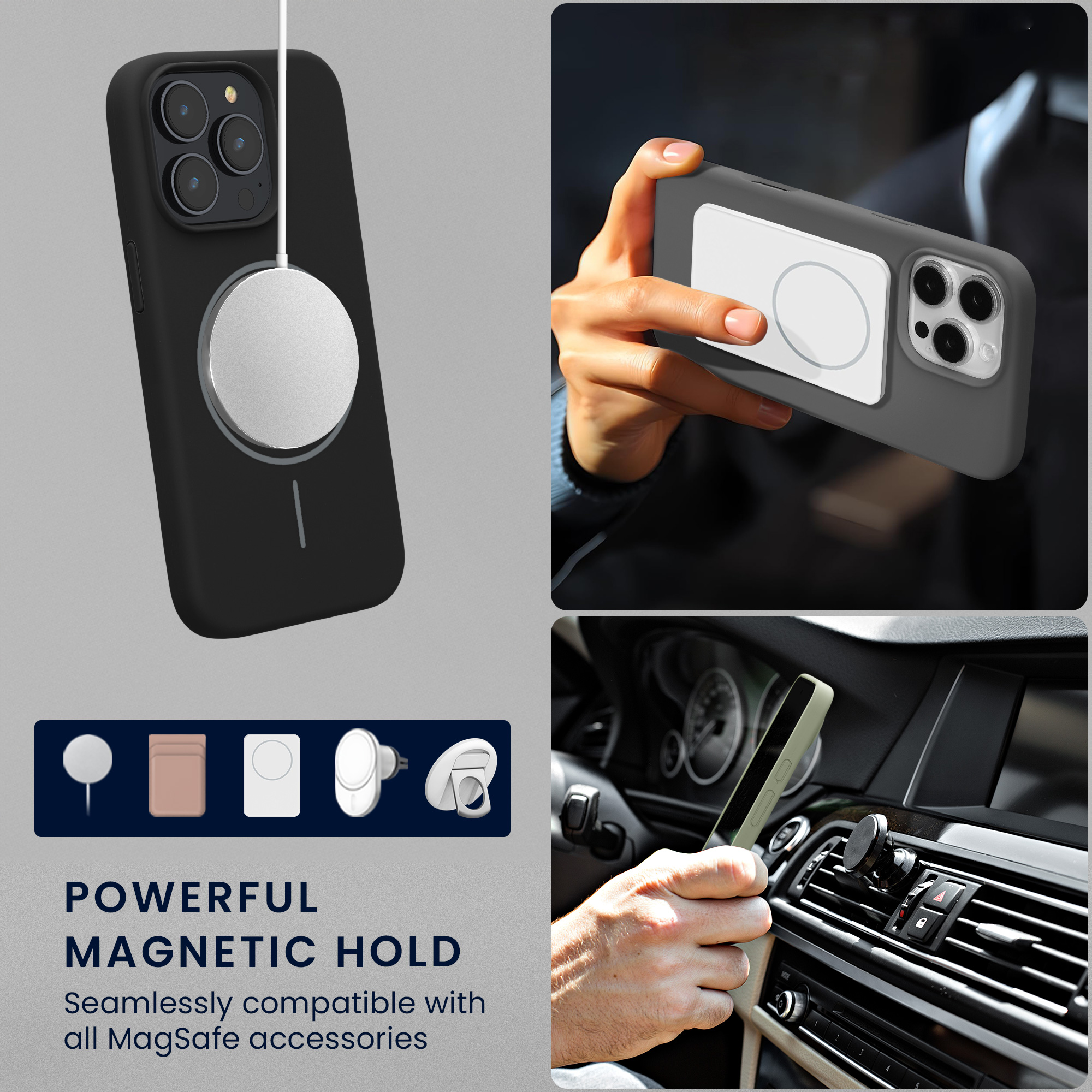 Magnetický kryt kwmobile pro iPhone 15 Pro - černá