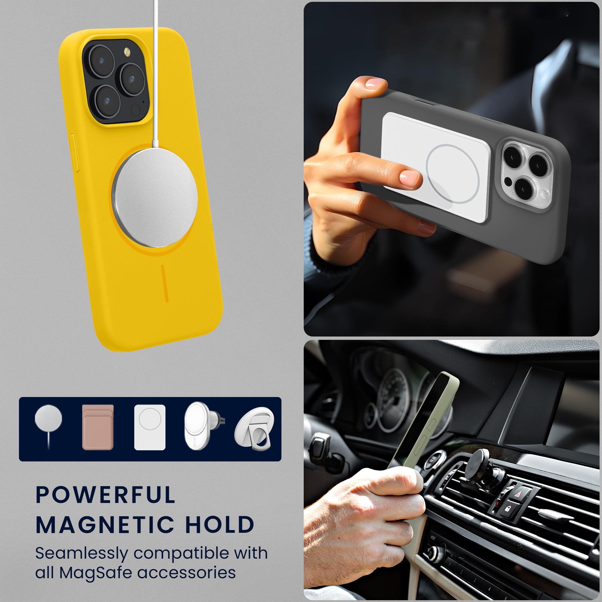 Magnetický kryt kwmobile pro iPhone 15 Pro - zářivě žlutá