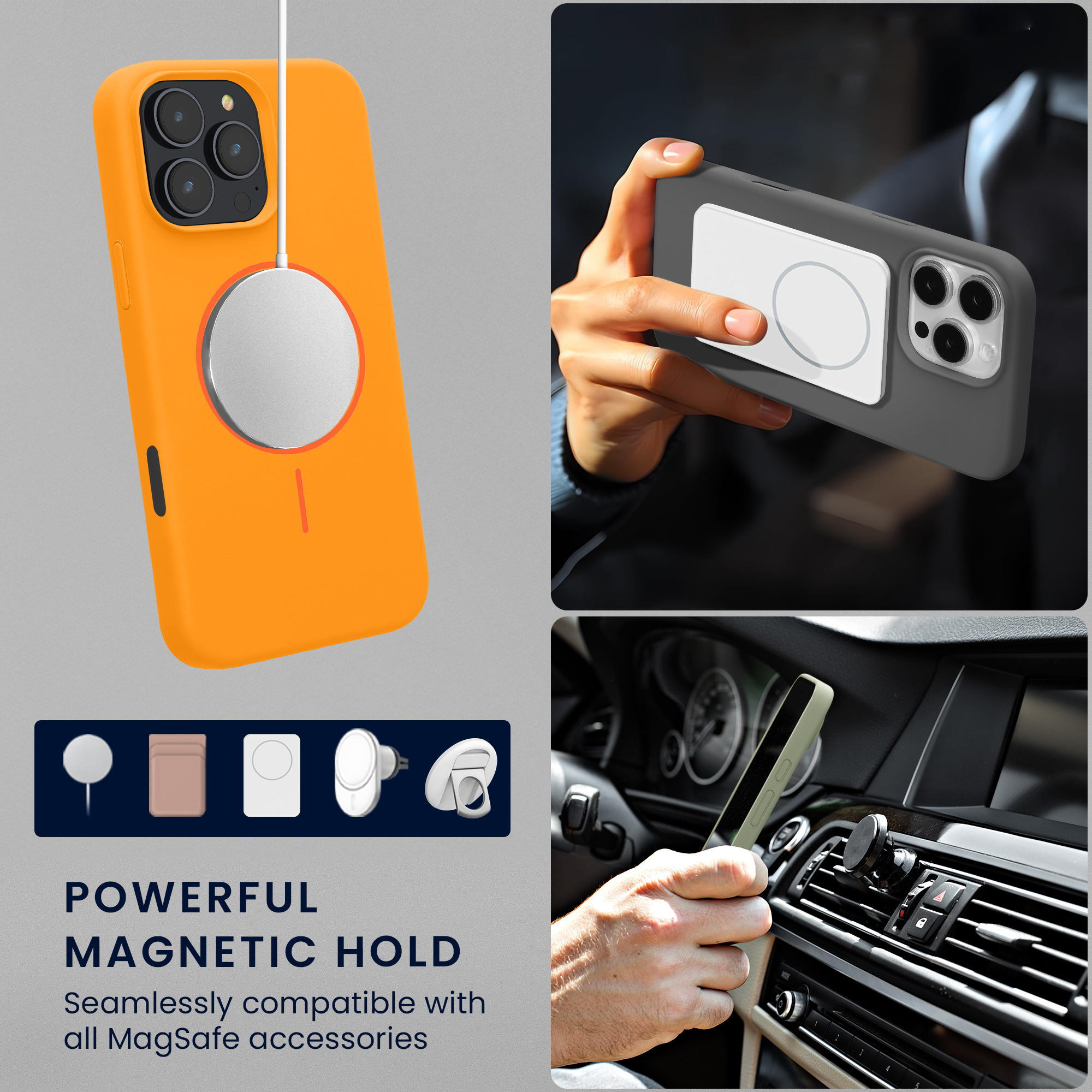 Magnetický kryt kwmobile pro iPhone 15 Pro Max - ovocně oranžová