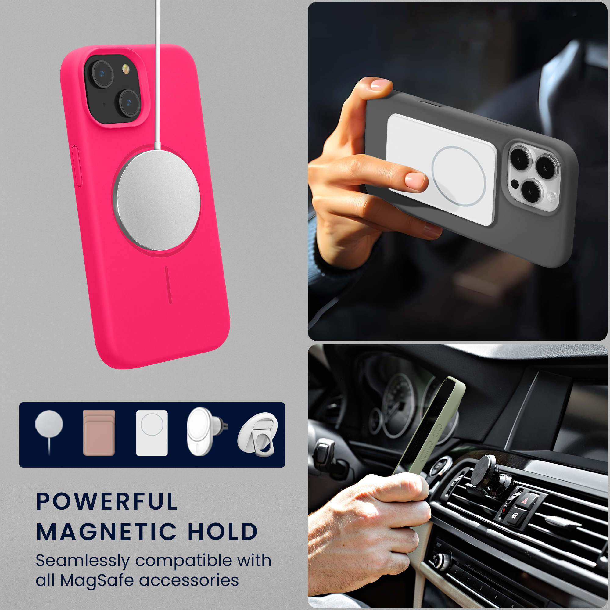 Kryt kwmobile MagSafe iPhone 15 neonově růžová