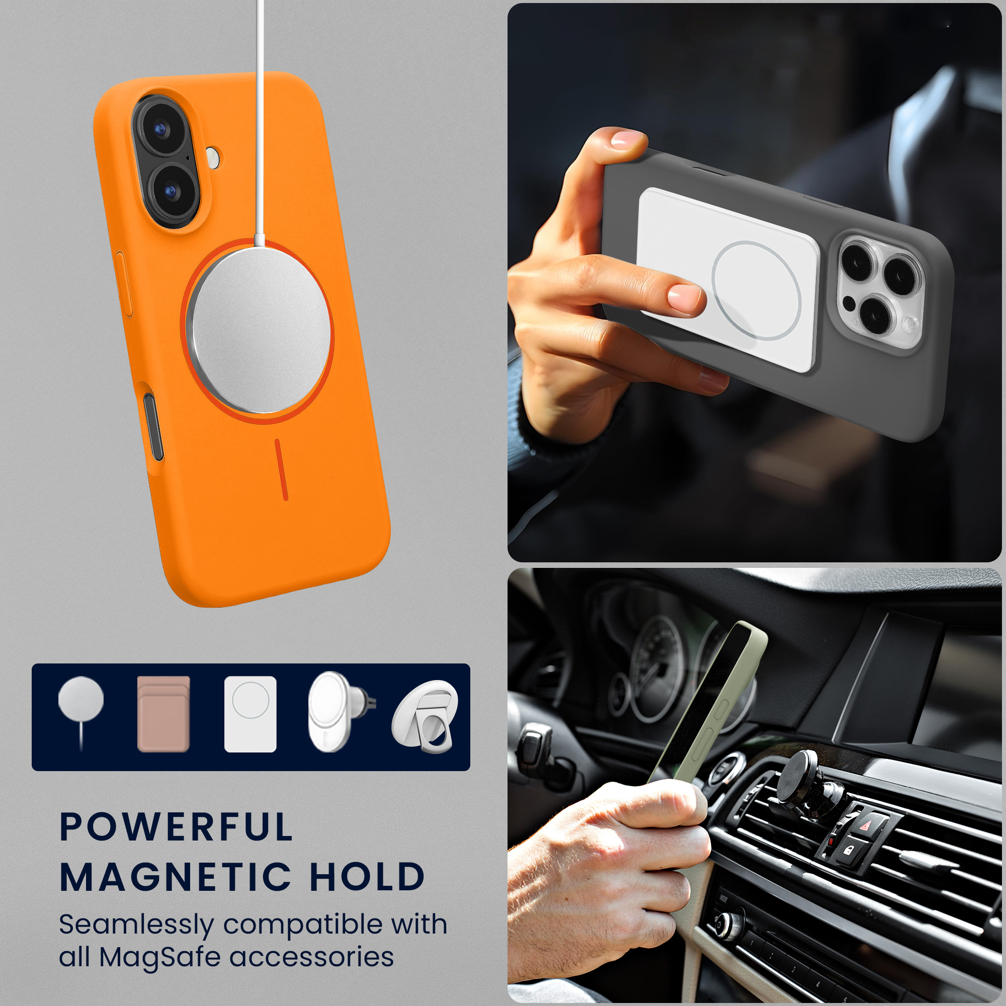 Magnetický kryt kwmobile pro iPhone 16 - ovocně oranžová