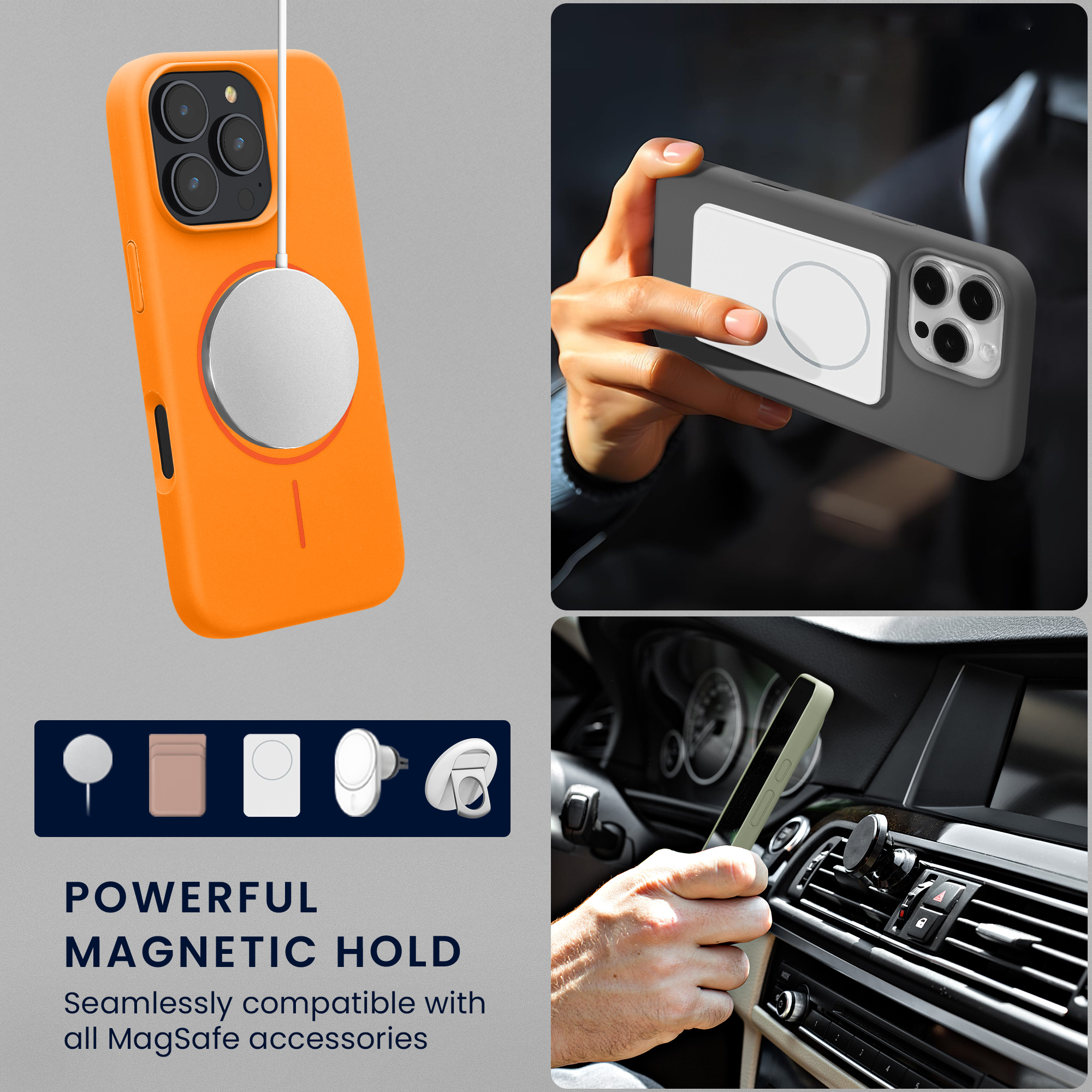 Magnetický kryt na mobil MagSafe Apple iPhone 16 Pro kwmobile - ovocně oranžová