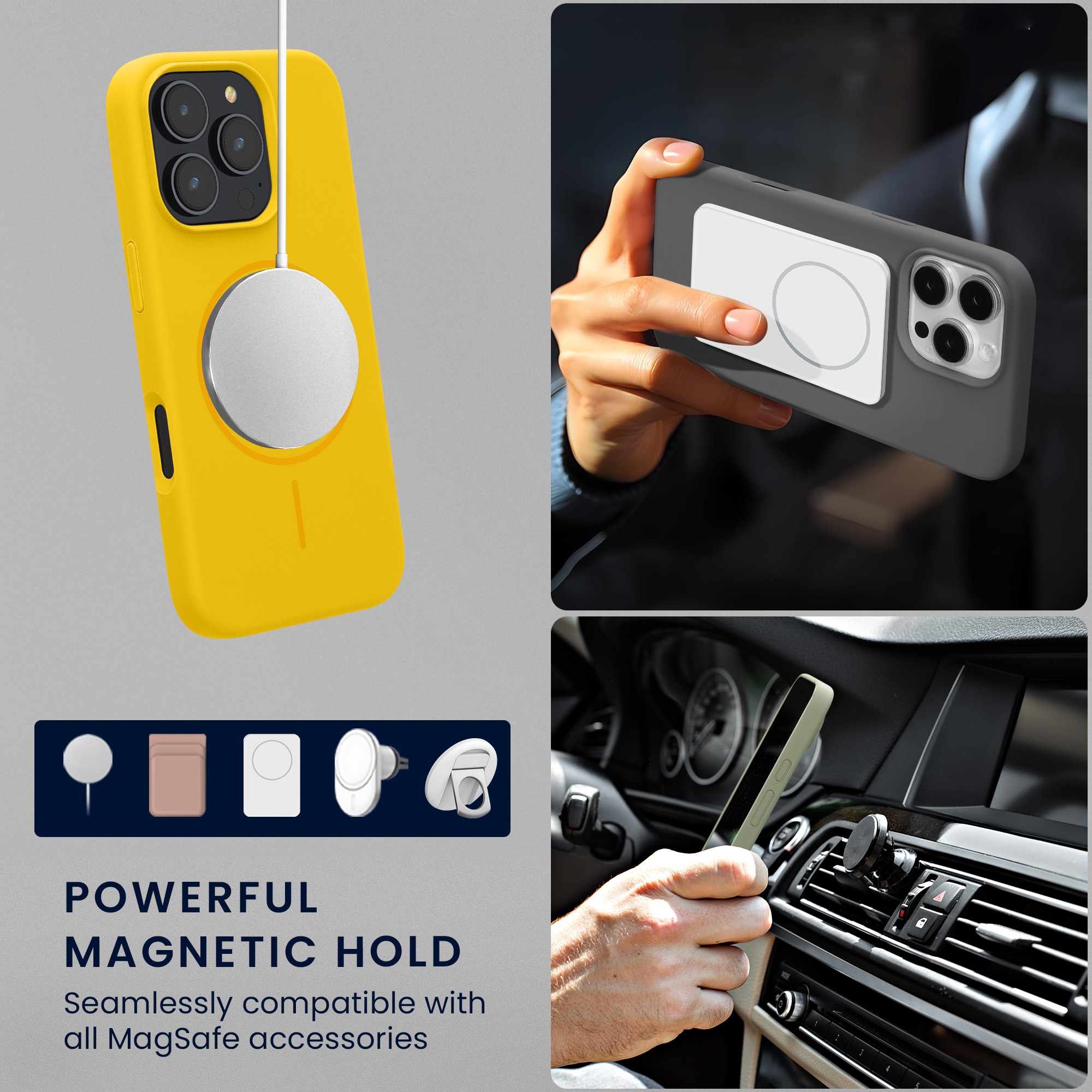 Magnetický kryt na mobil MagSafe Apple iPhone 16 Pro kwmobile - žlutá