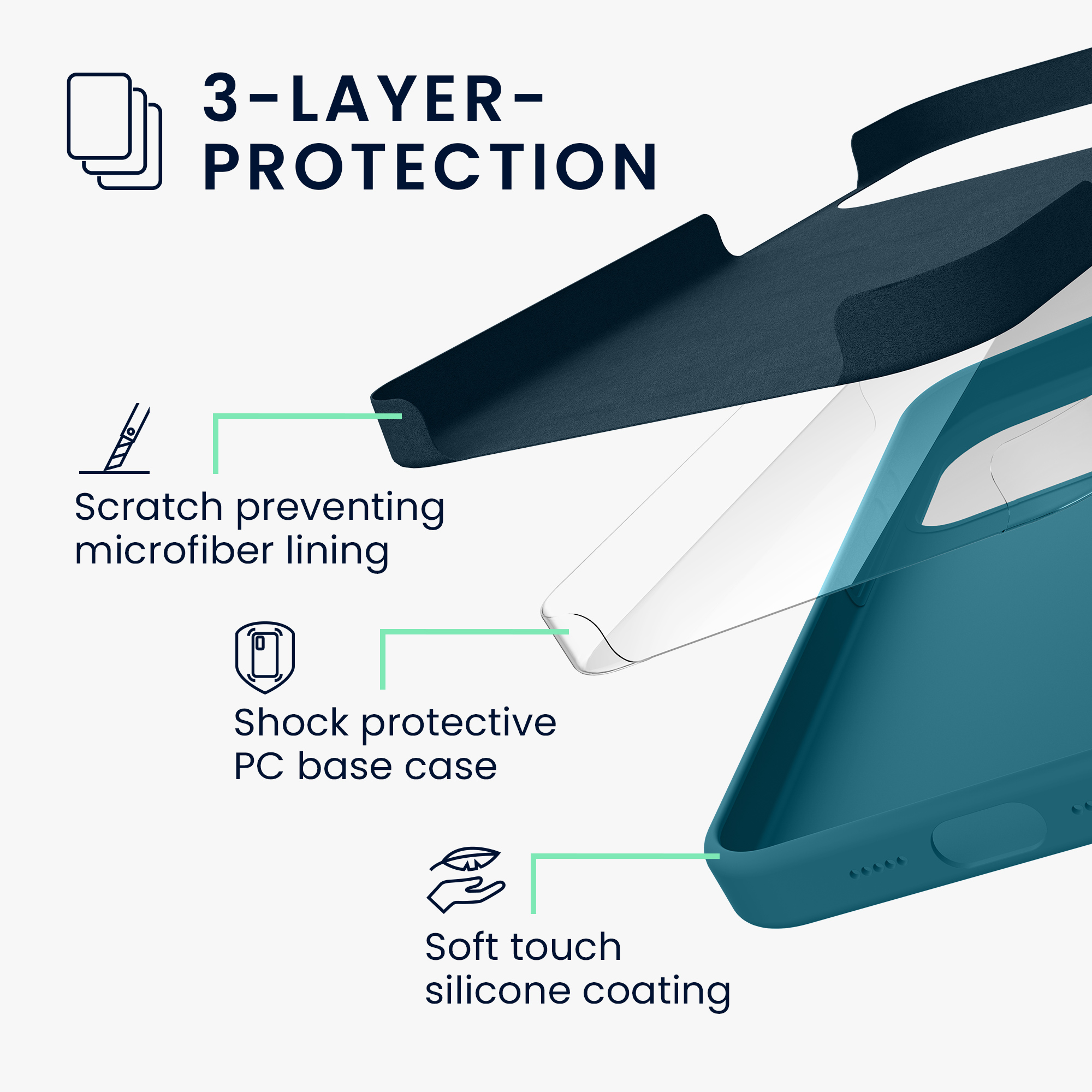 Silikonový kryt Kwmobile pro iPhone 17 Pro - petrolejová matná