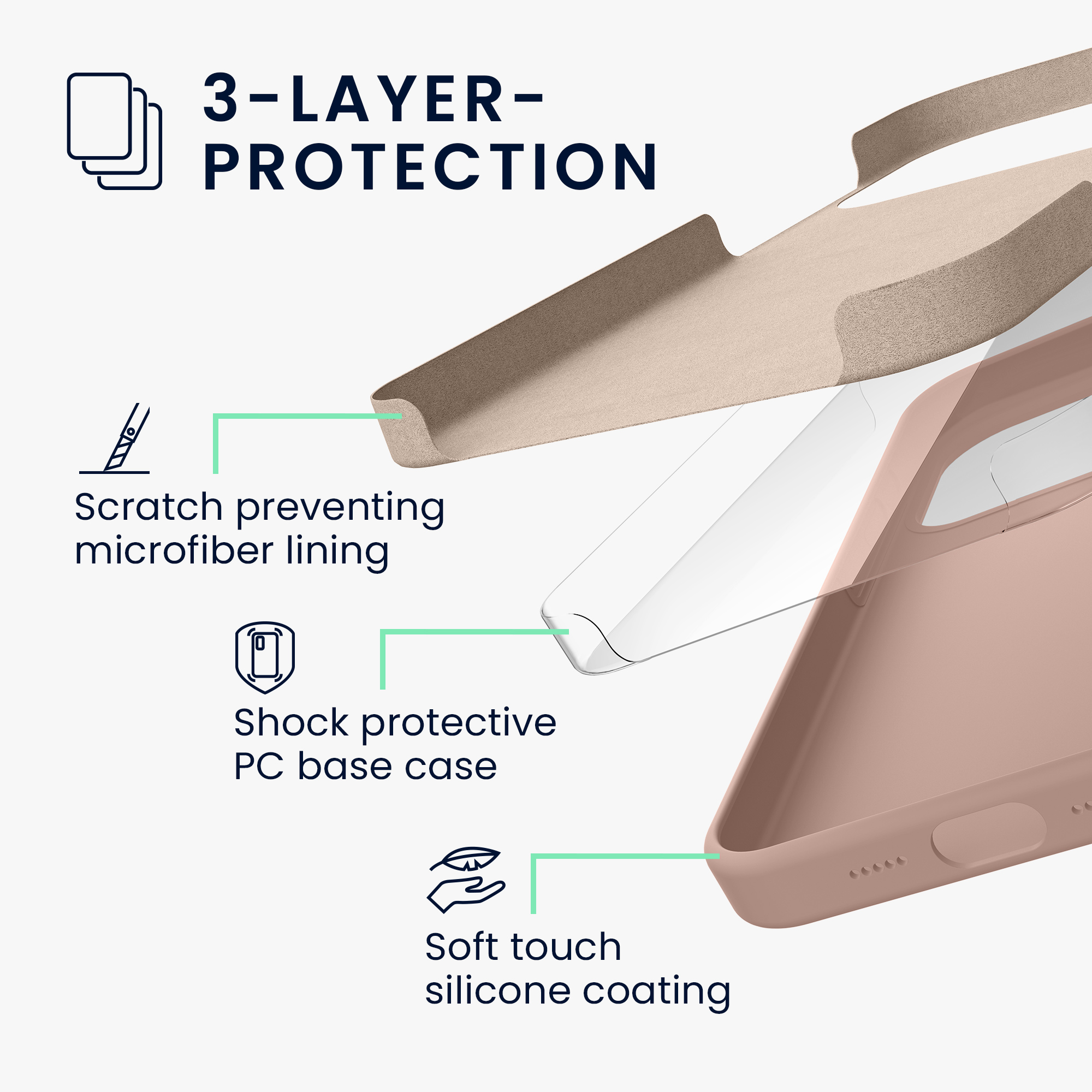 Silikonový kryt Kwmobile pro iPhone 17 Pro - pudrově růžová