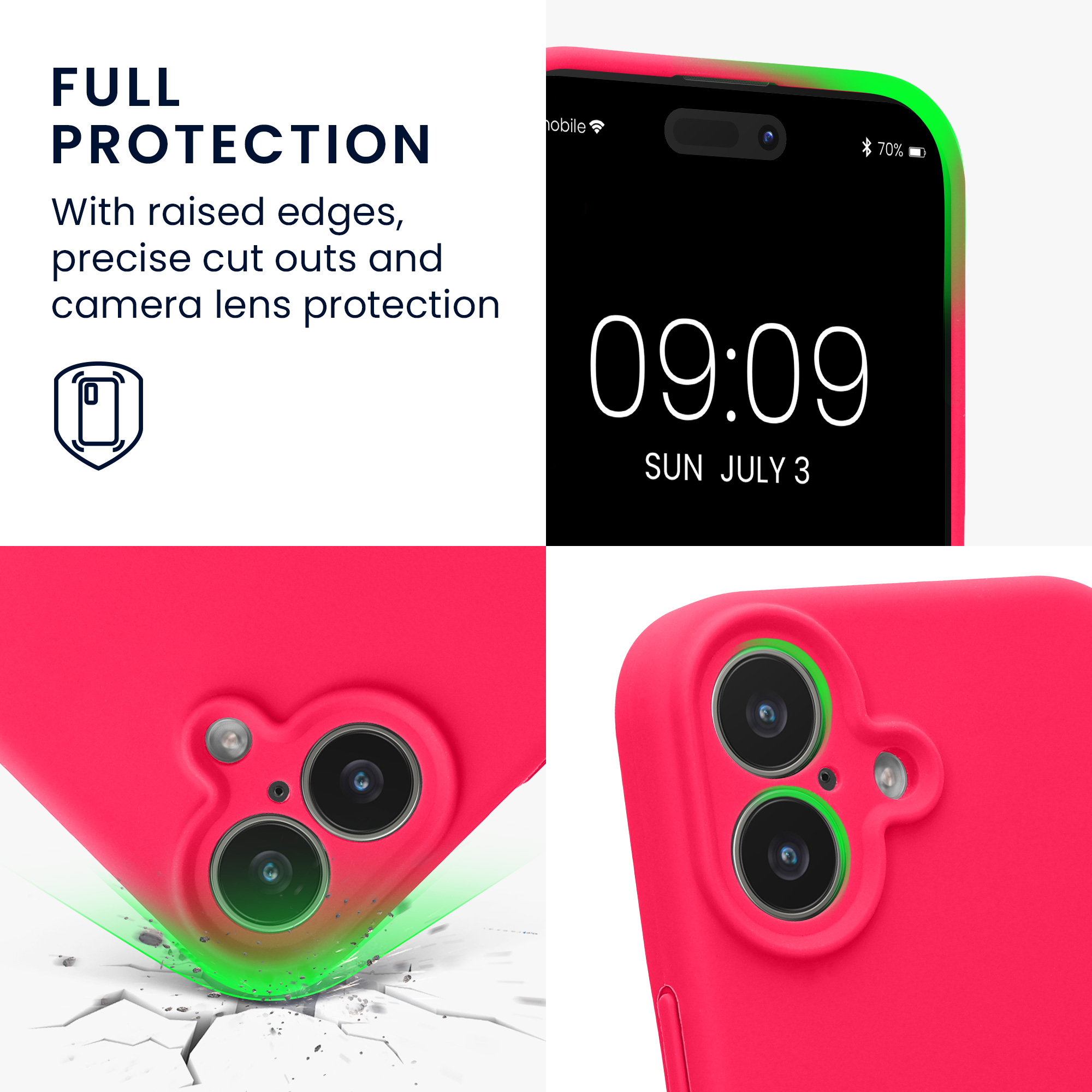 Silikonový kryt Kwmobile pro iPhone 17 - neonově růžová