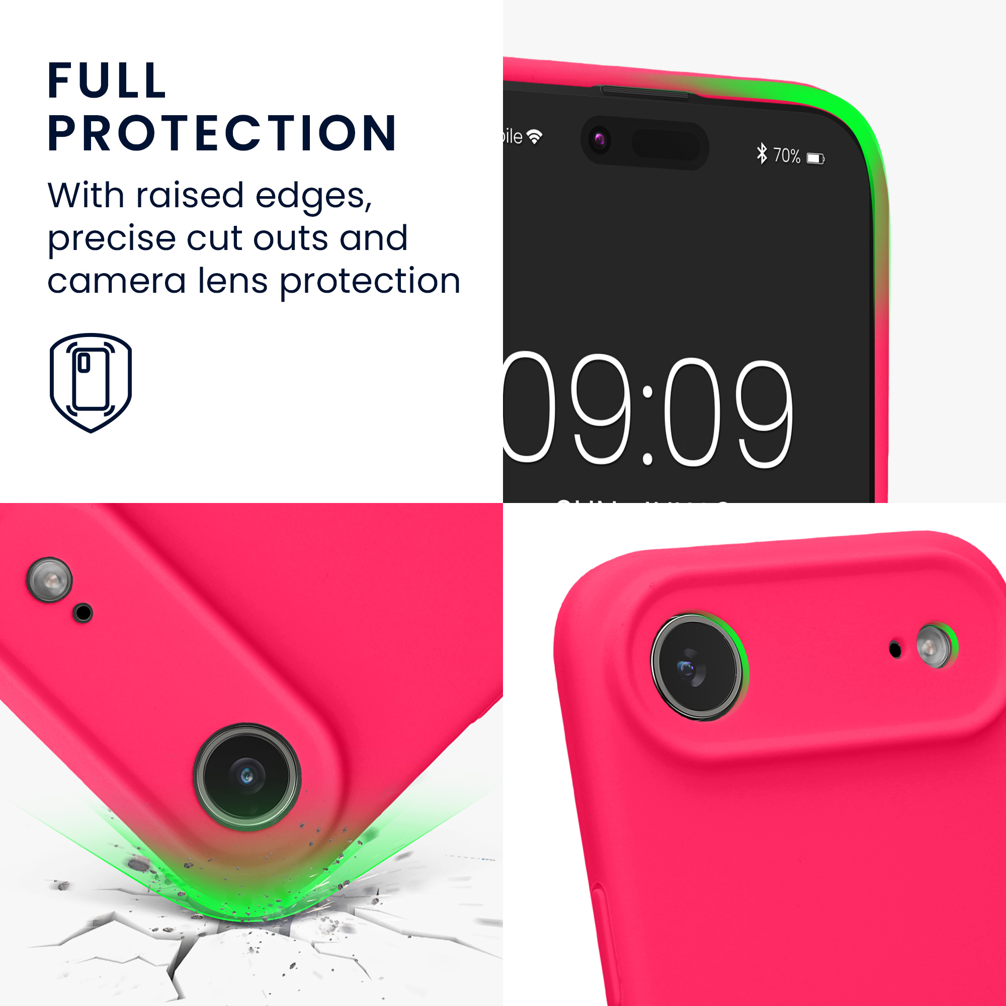 kwmobile tenký TPU silikonový kryt pro Apple iPhone Air, soft-touch povrch, neonově růžová