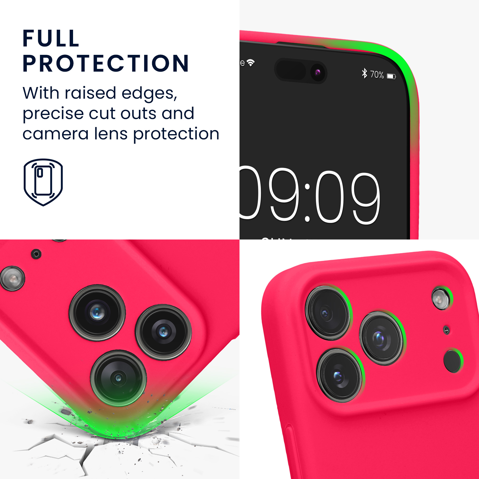 Silikonový kryt Kwmobile pro iPhone 17 Pro - neonově růžová