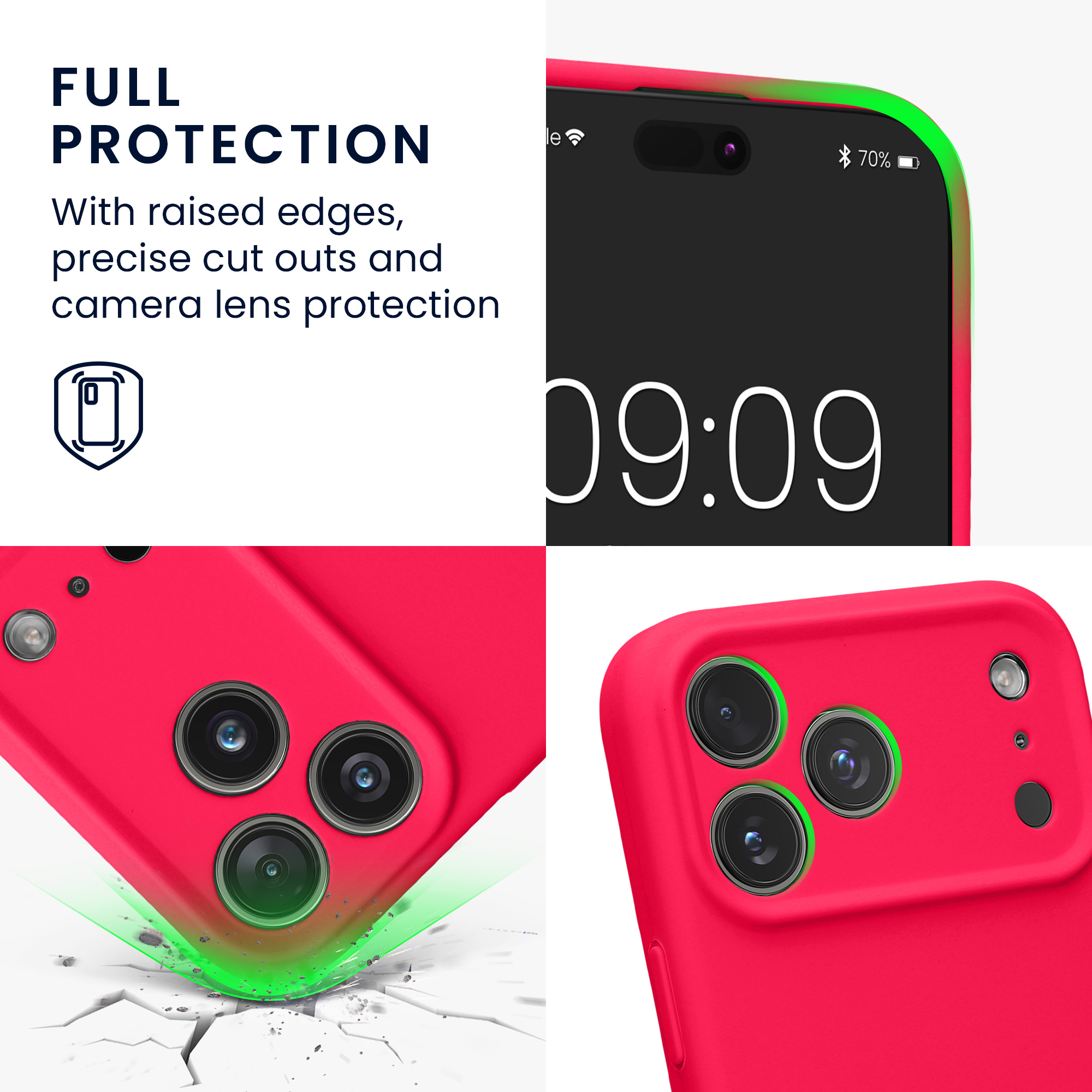 Silikonový kryt Kwmobile pro iPhone 17 Pro Max - neonově růžová