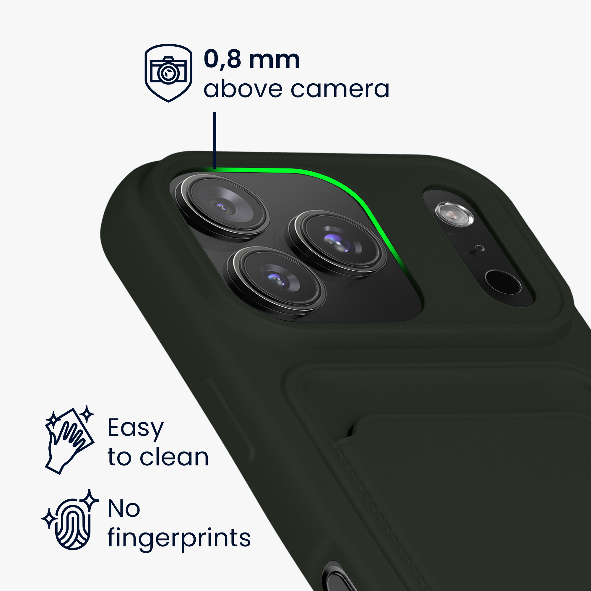 Kryt s držákem karty Kwmobile pro iPhone 17 Pro - tmavě zelená