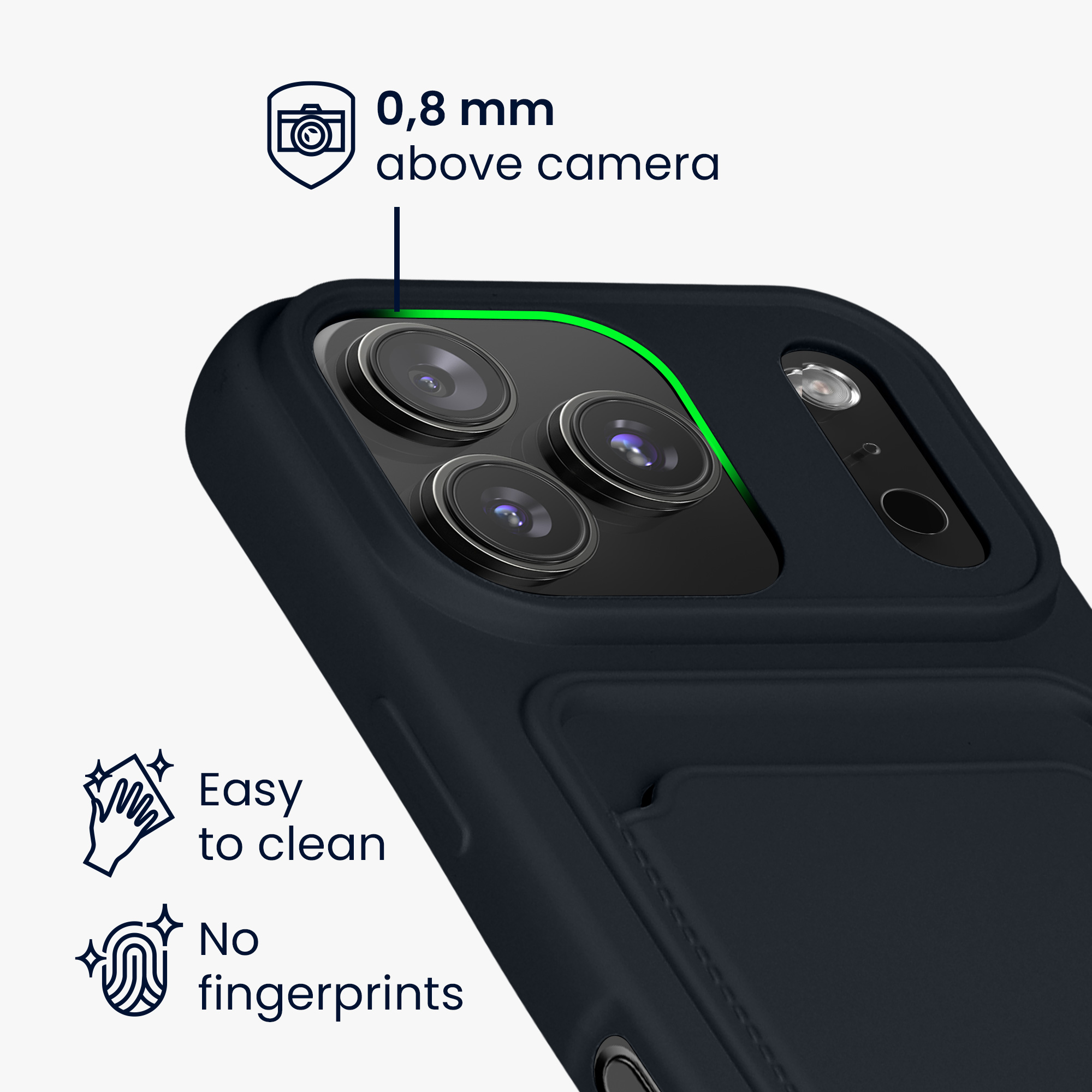 Kryt s držákem karty Kwmobile pro iPhone 17 Pro - tmavě modrá
