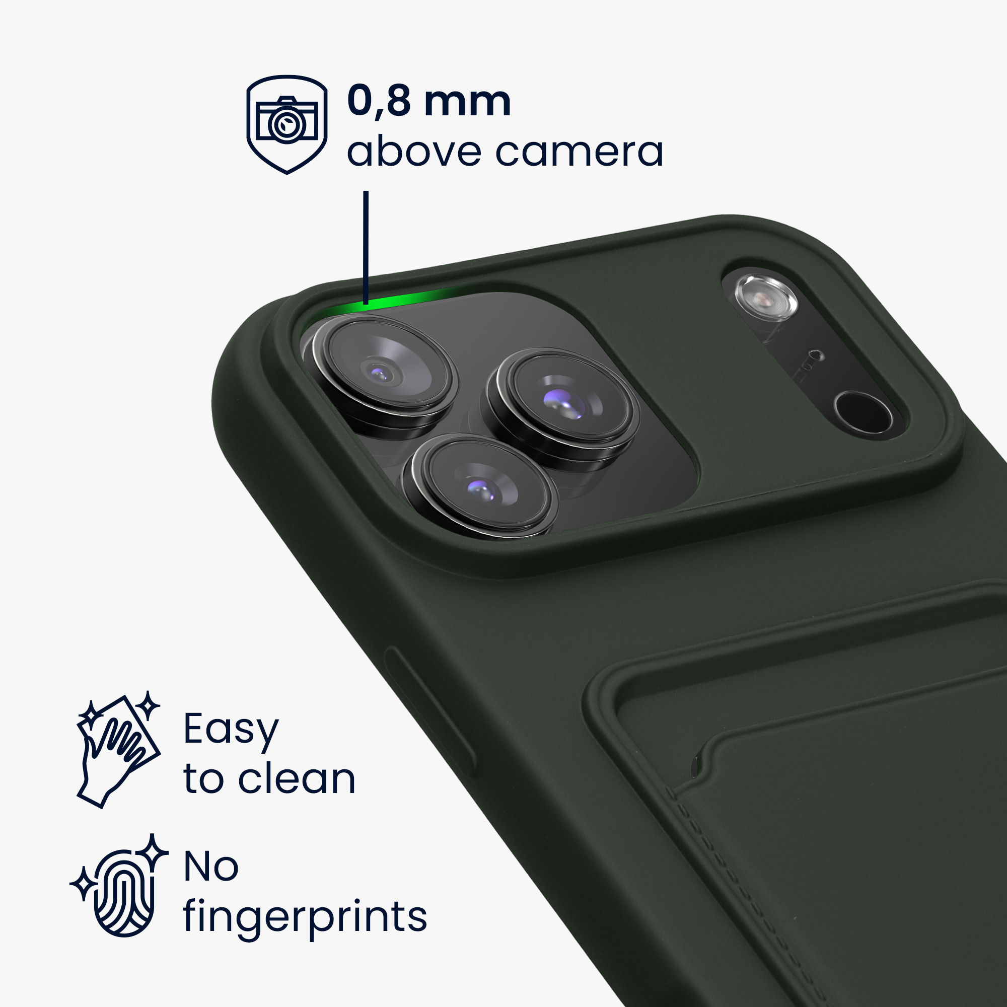 Kryt s držákem karty Kwmobile pro iPhone 17 Pro Max - tmavě zelená