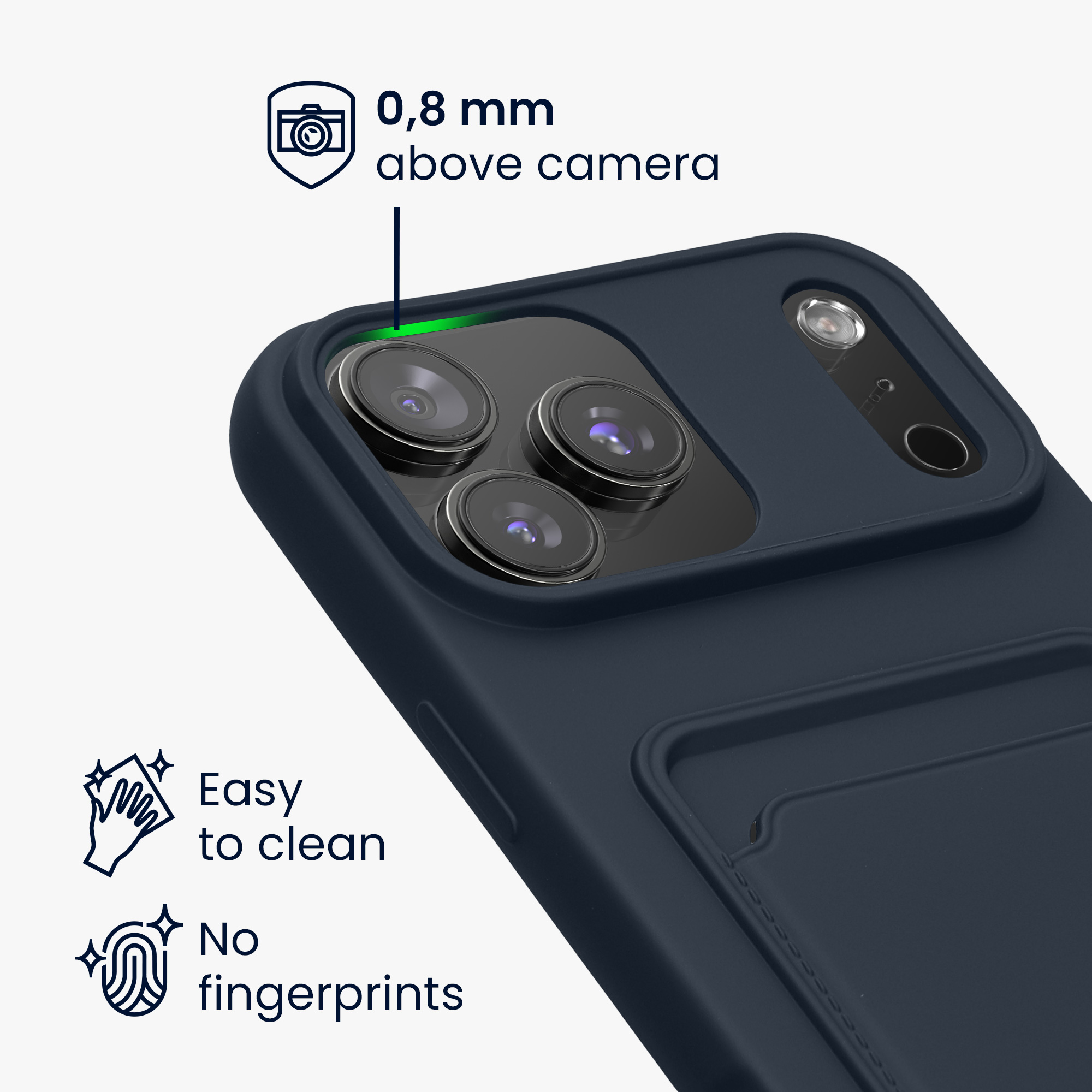 Kryt s držákem karty Kwmobile pro iPhone 17 Pro Max - tmavě modrá