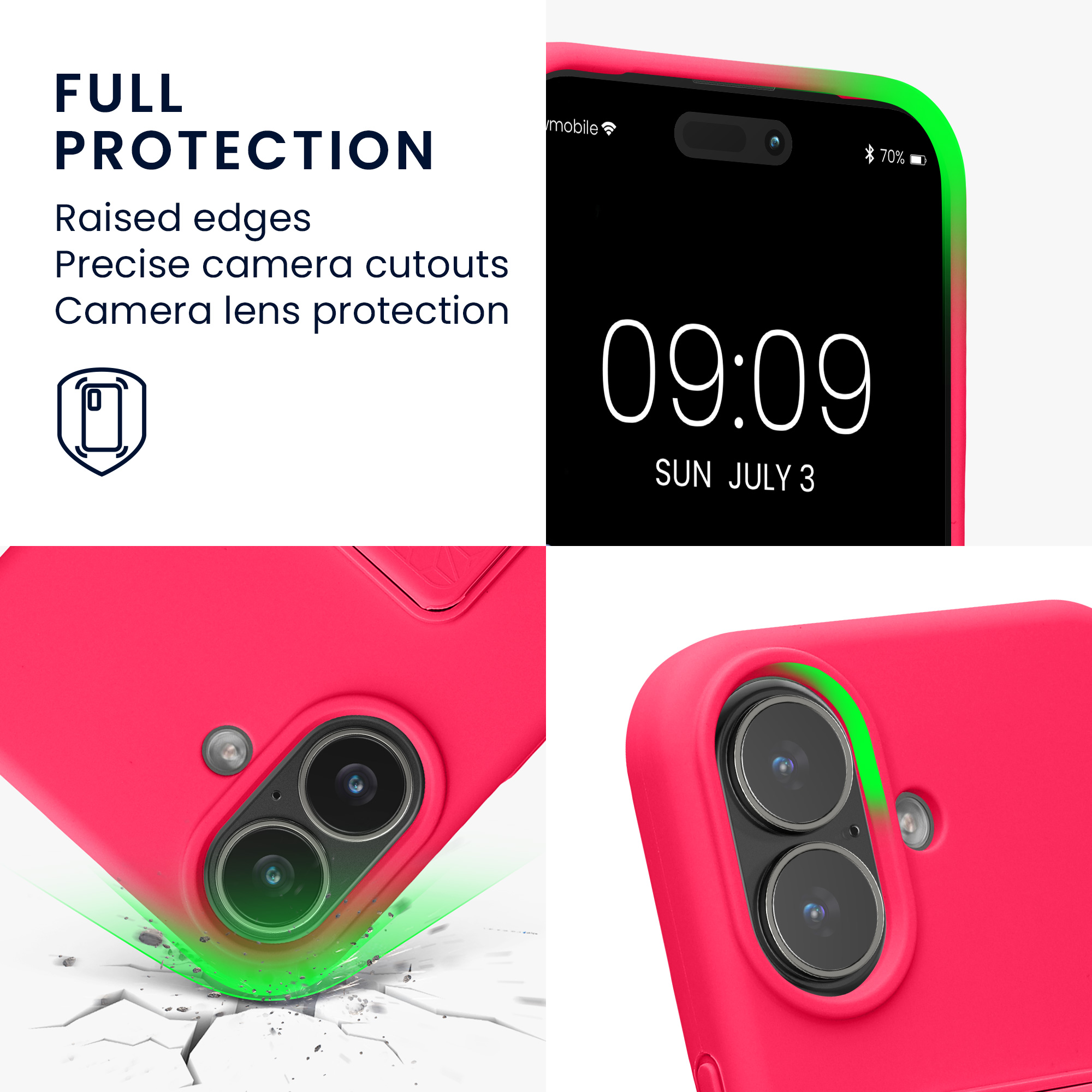 Silikonový kryt Kwmobile pro iPhone 17 - neonově růžová
