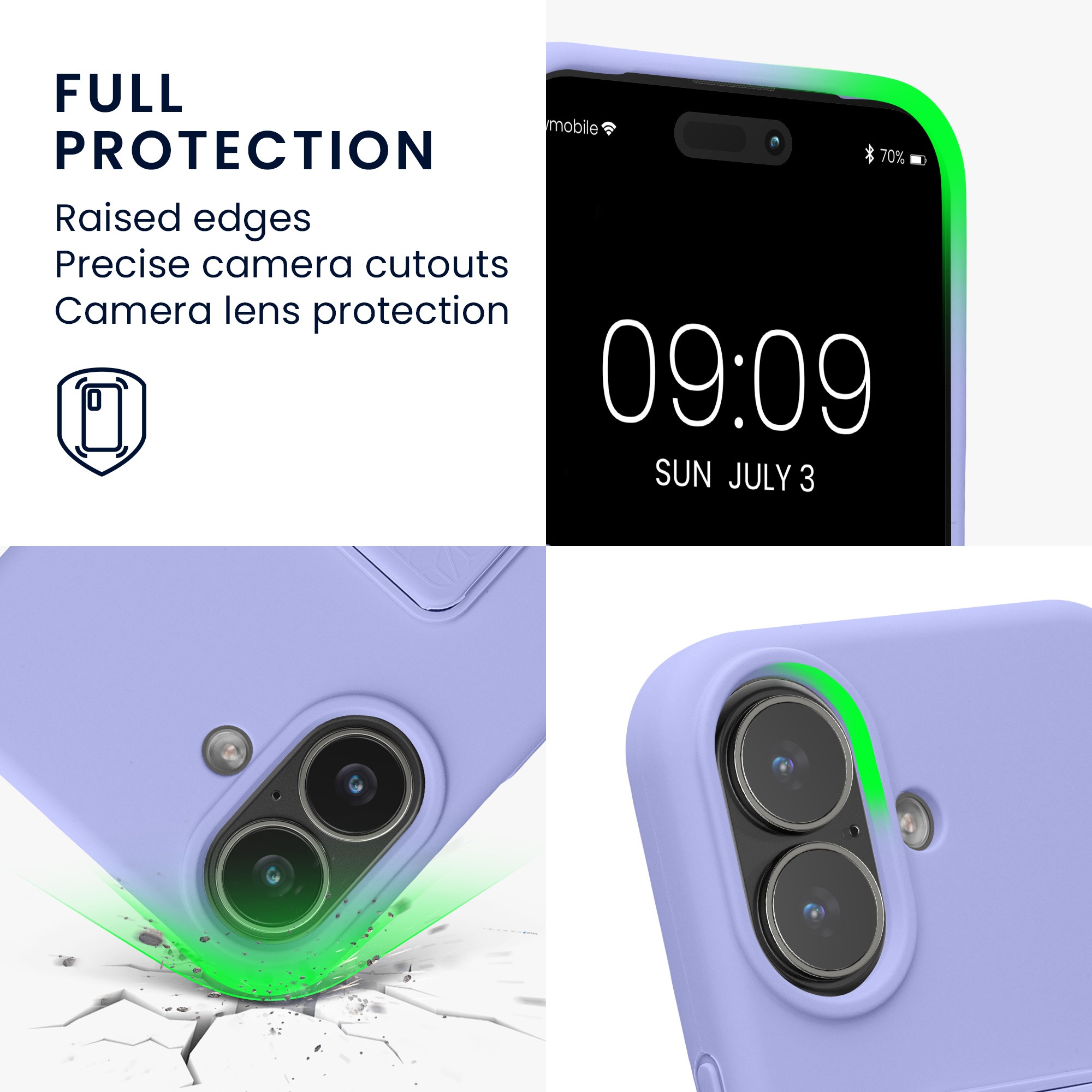 Pouzdro pro Apple iPhone 17 kwmobile se stojánkem s poutkem silikonové - levandulová