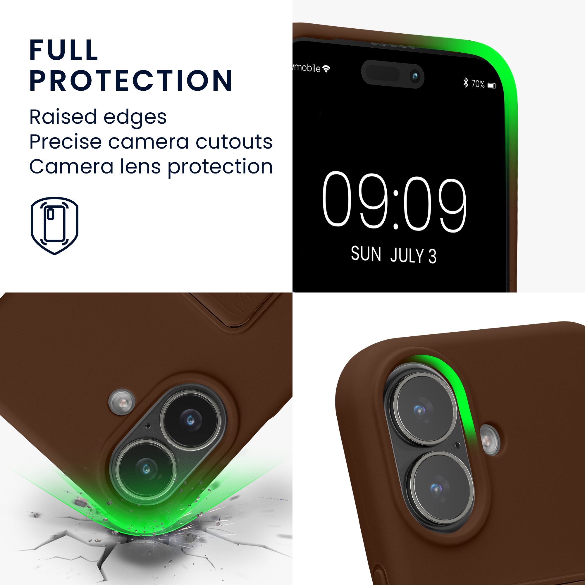 Pouzdro pro Apple iPhone 17 kwmobile se stojánkem s poutkem silikonové - čokoládová