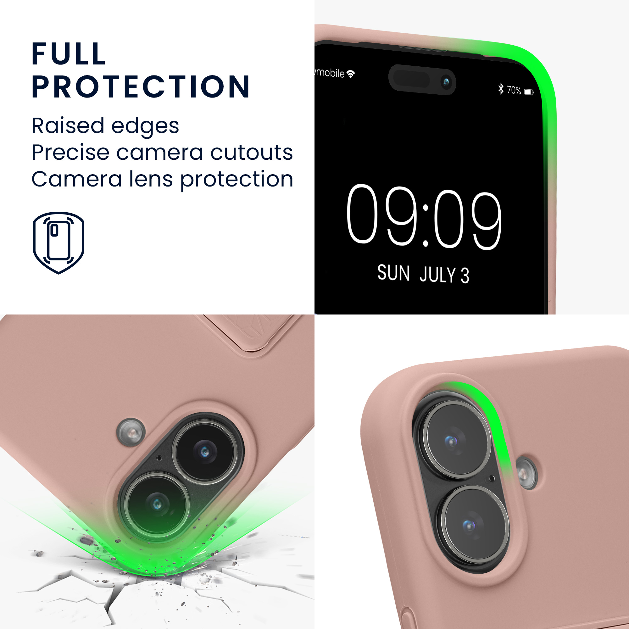Pouzdro pro Apple iPhone 17 kwmobile se stojánkem s poutkem silikonové - starorůžová