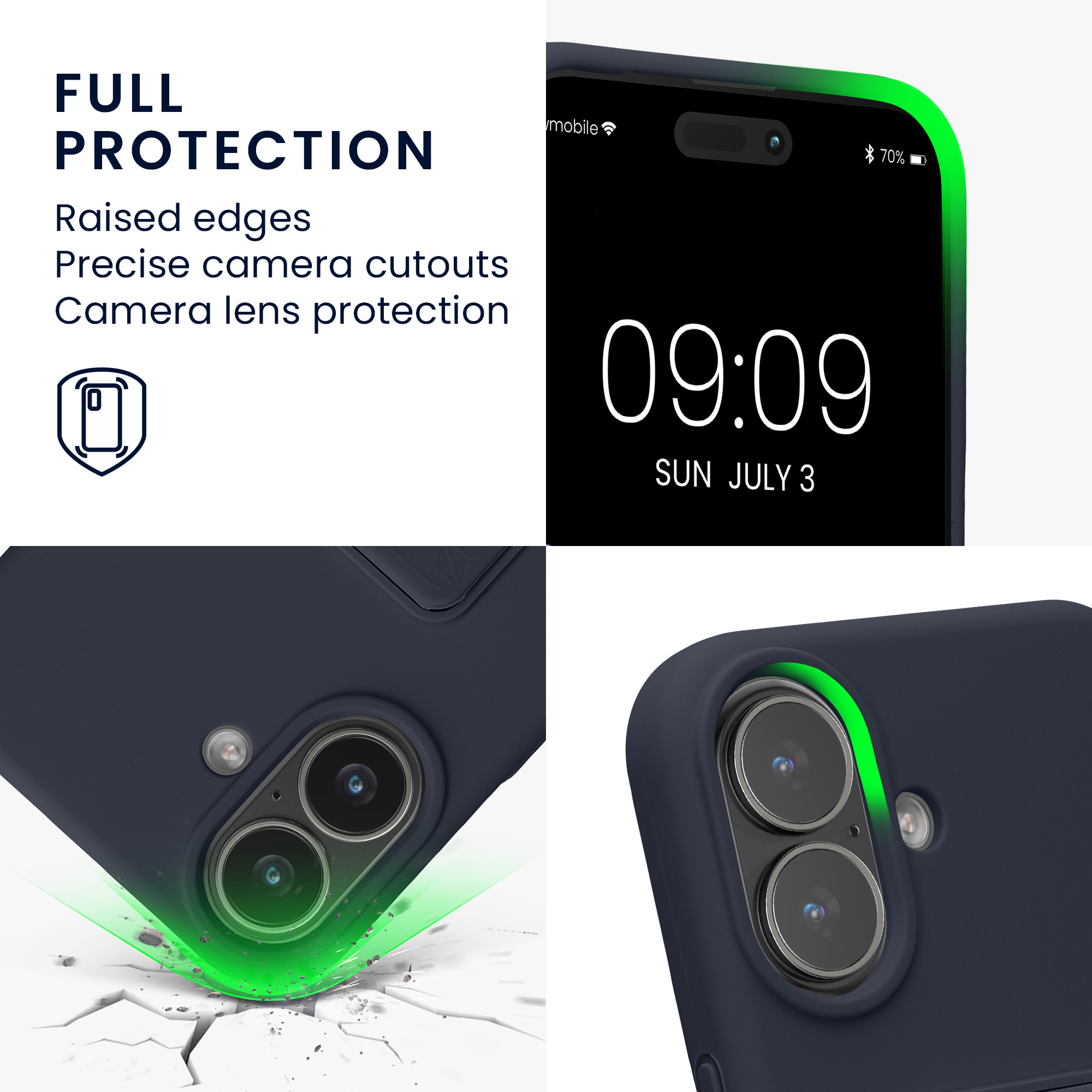 Pouzdro pro Apple iPhone 17 kwmobile se stojánkem s poutkem silikonové - borůvková