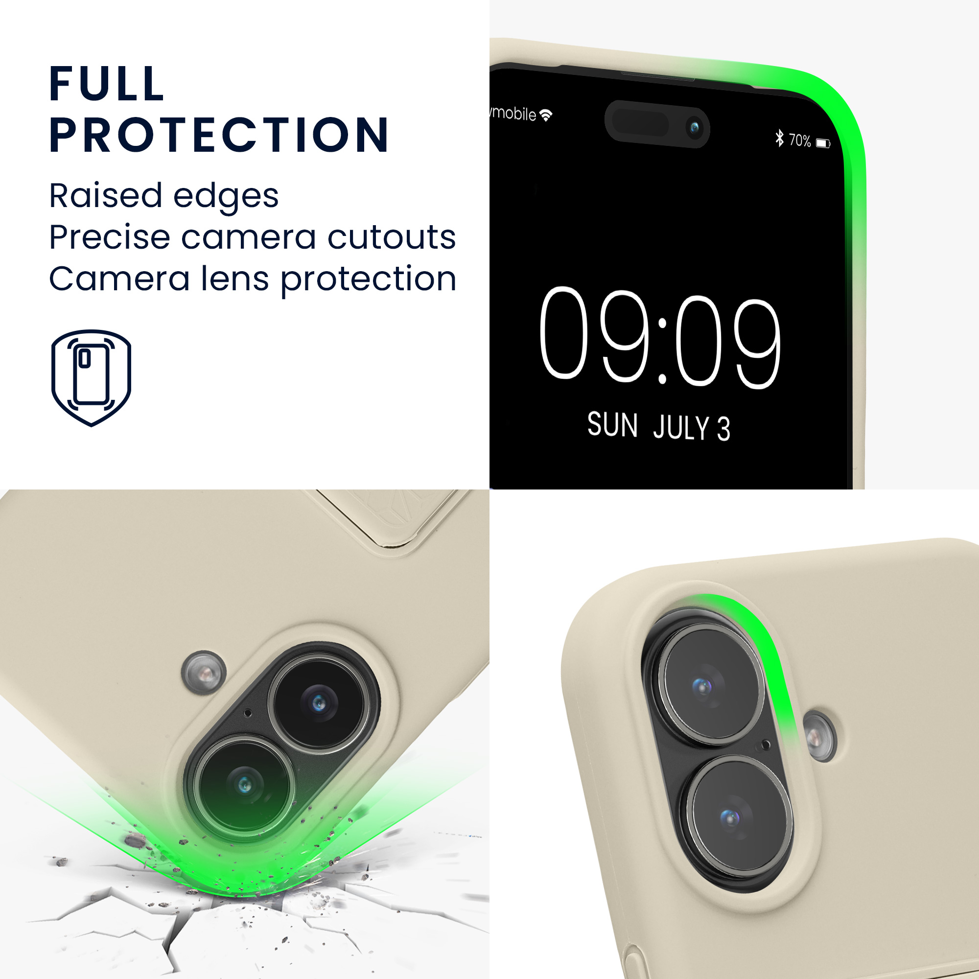 Pouzdro pro Apple iPhone 17 kwmobile se stojánkem s poutkem silikonové - krémová