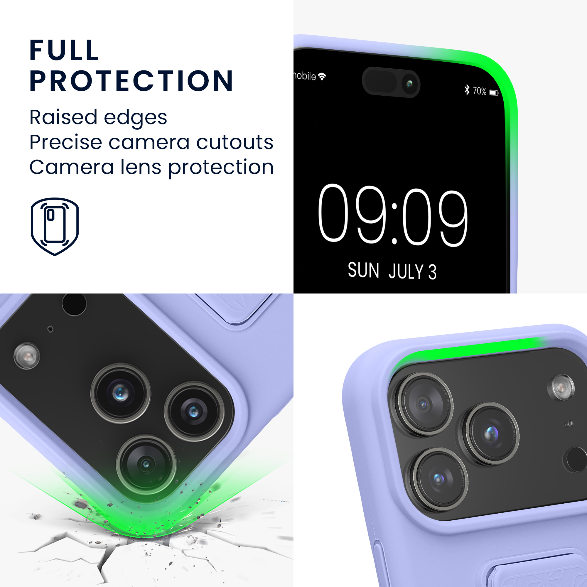 Pouzdro pro Apple iPhone 18 Pro / iPhone 17 Pro kwmobile se stojánkem s poutkem silikonové - levandulová