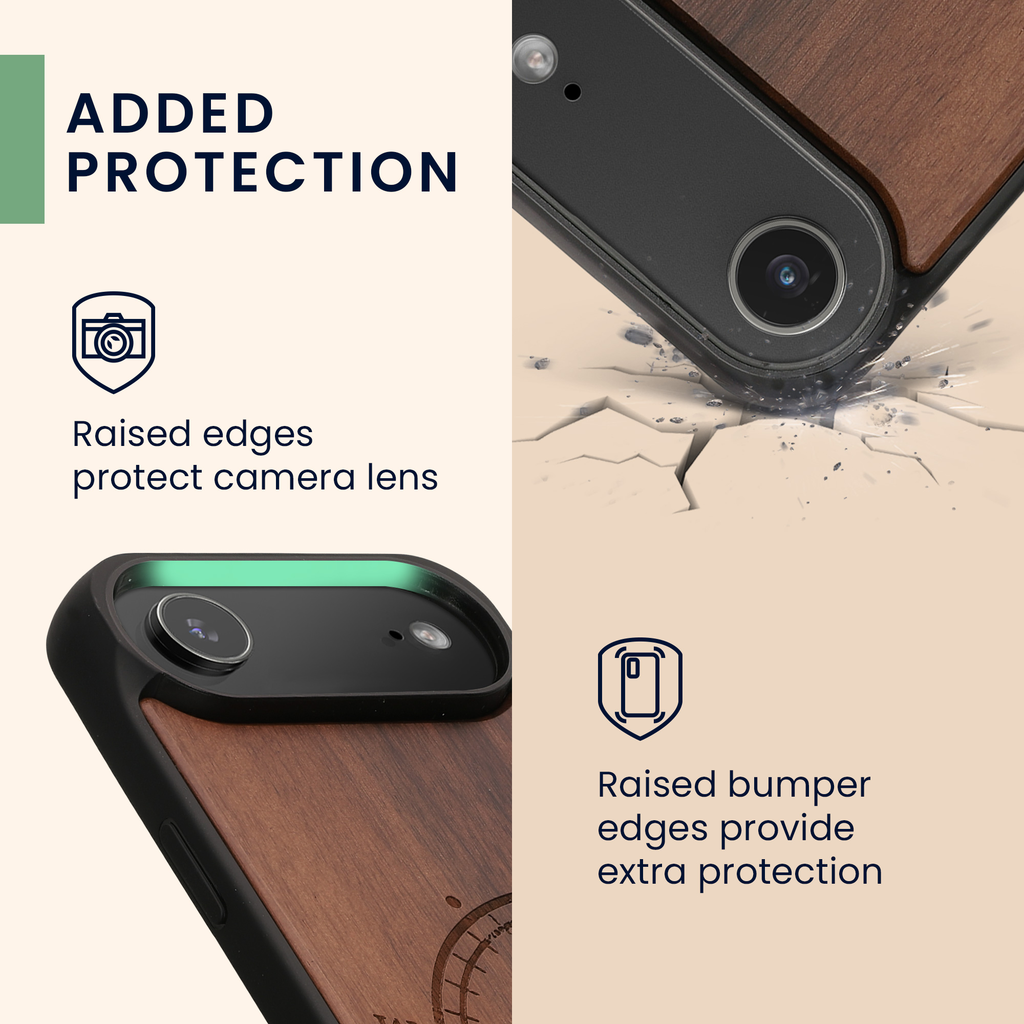 kwmobile dřevěný ochranný kryt pro Apple iPhone Air s nárazuvzdorným TPU bumperem, pevné provedení, tmavě hnědá