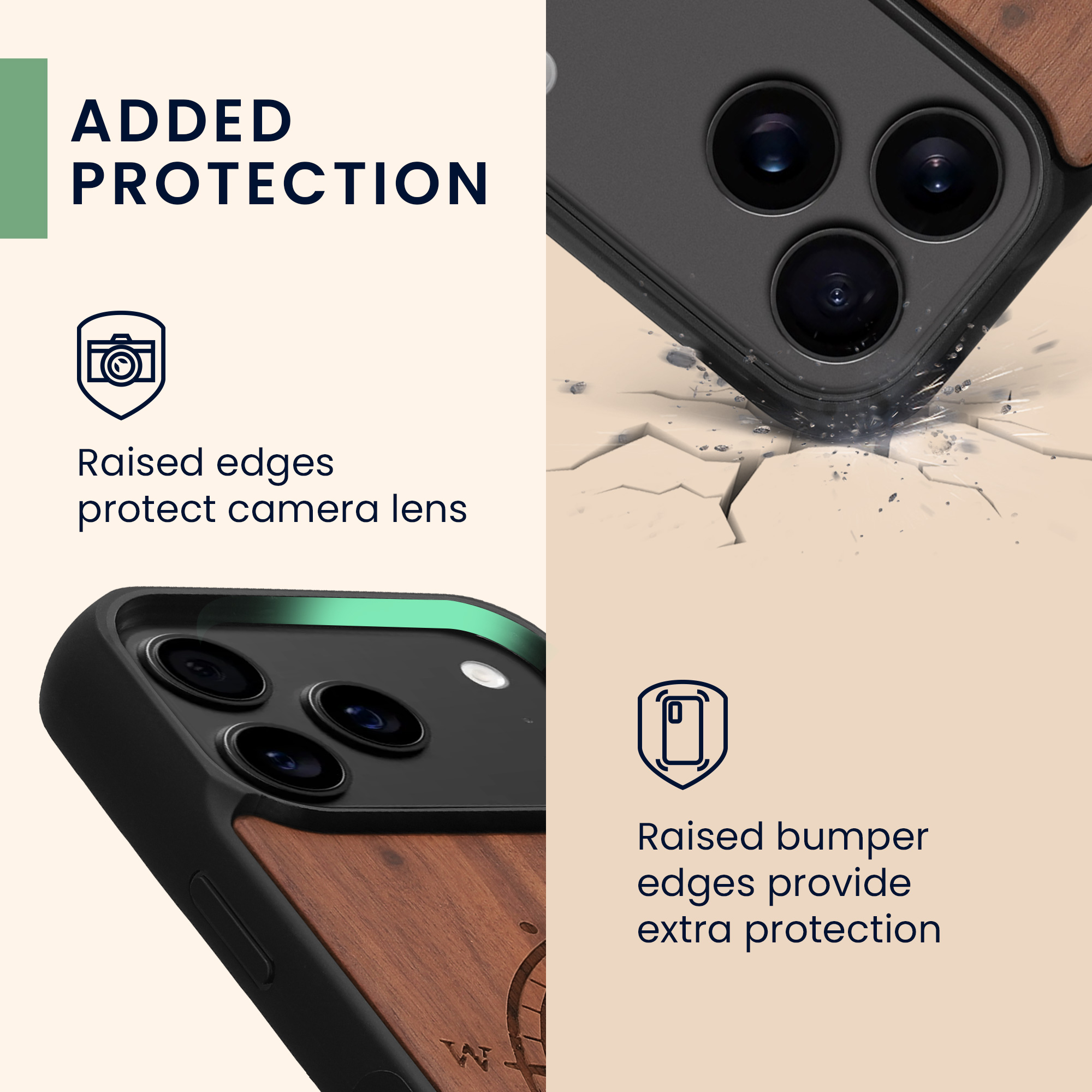Dřevěný kryt Kwmobile pro iPhone 17 Pro - navigational compass dark brown