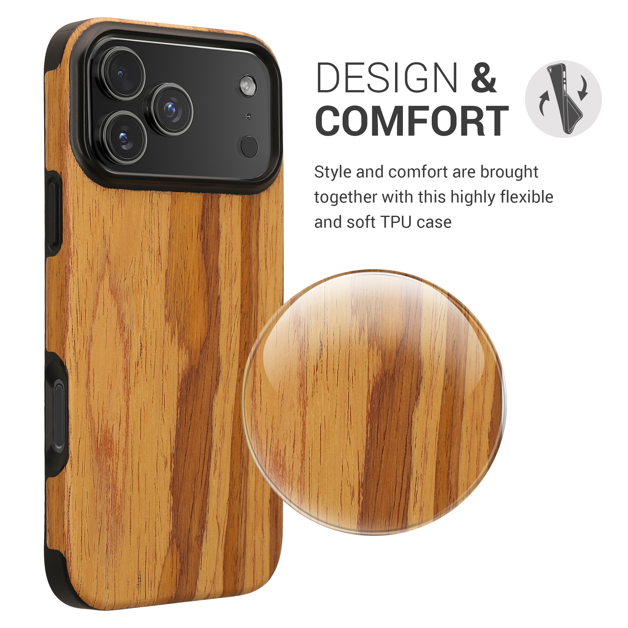 Pouzdro s dřevěným vzhledem pro Apple iPhone 17 Pro Max kwmobile dřevěné - dřevěný vzor, vintage hnědá
