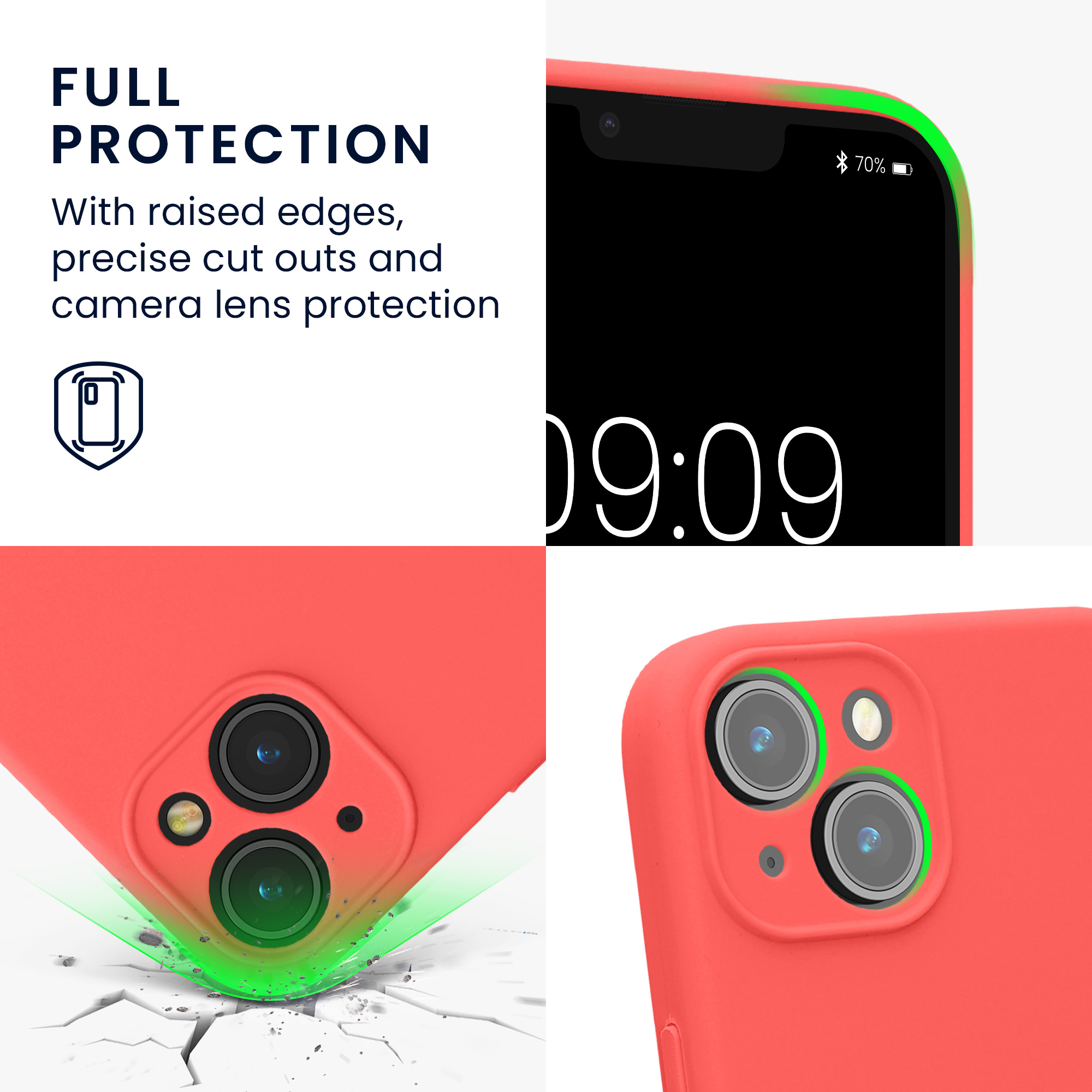 Kryt kwmobile slim soft-touch iPhone 14 Neon Coral